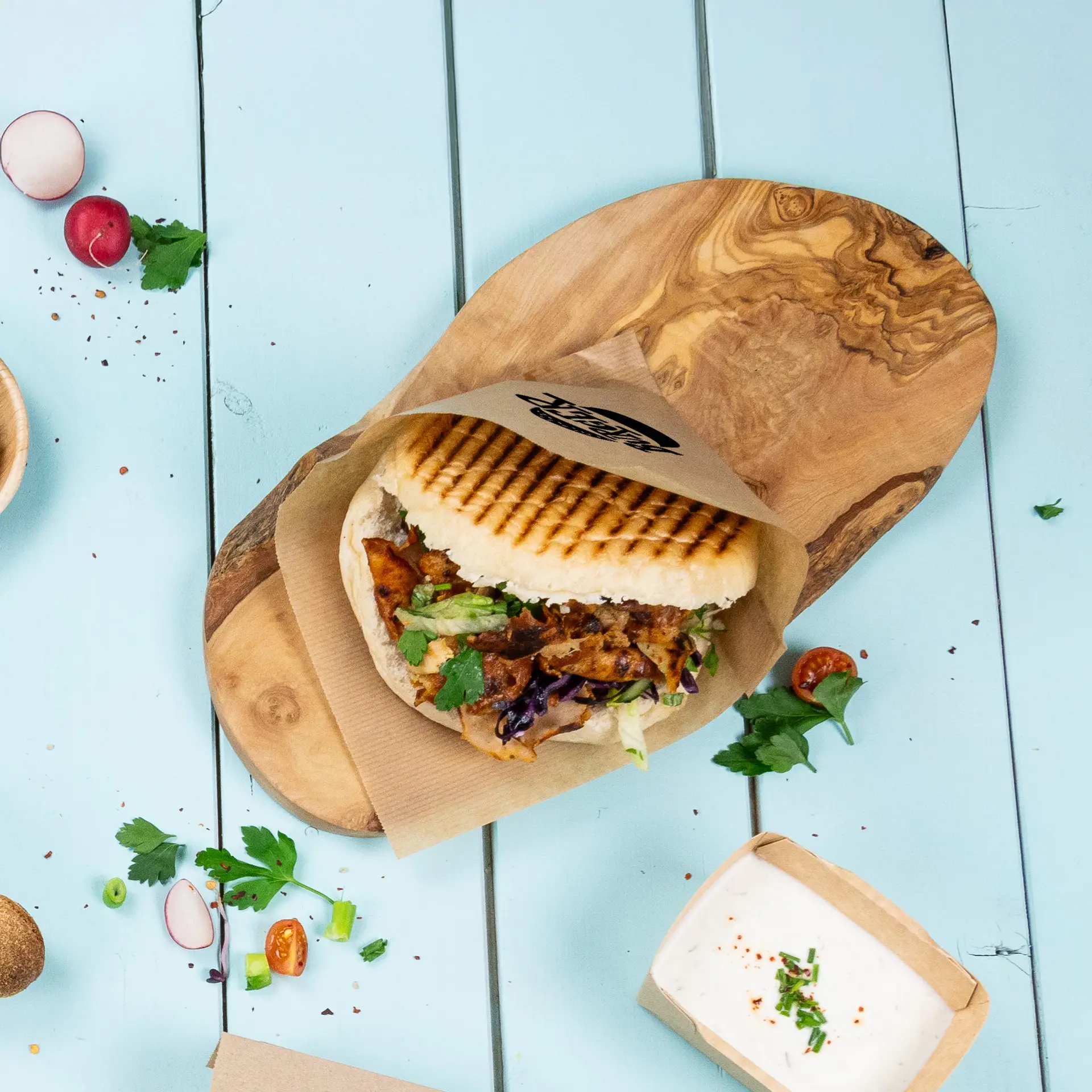 Torebki na burgery z nadrukiem, 15 x 16 cm, brązowe