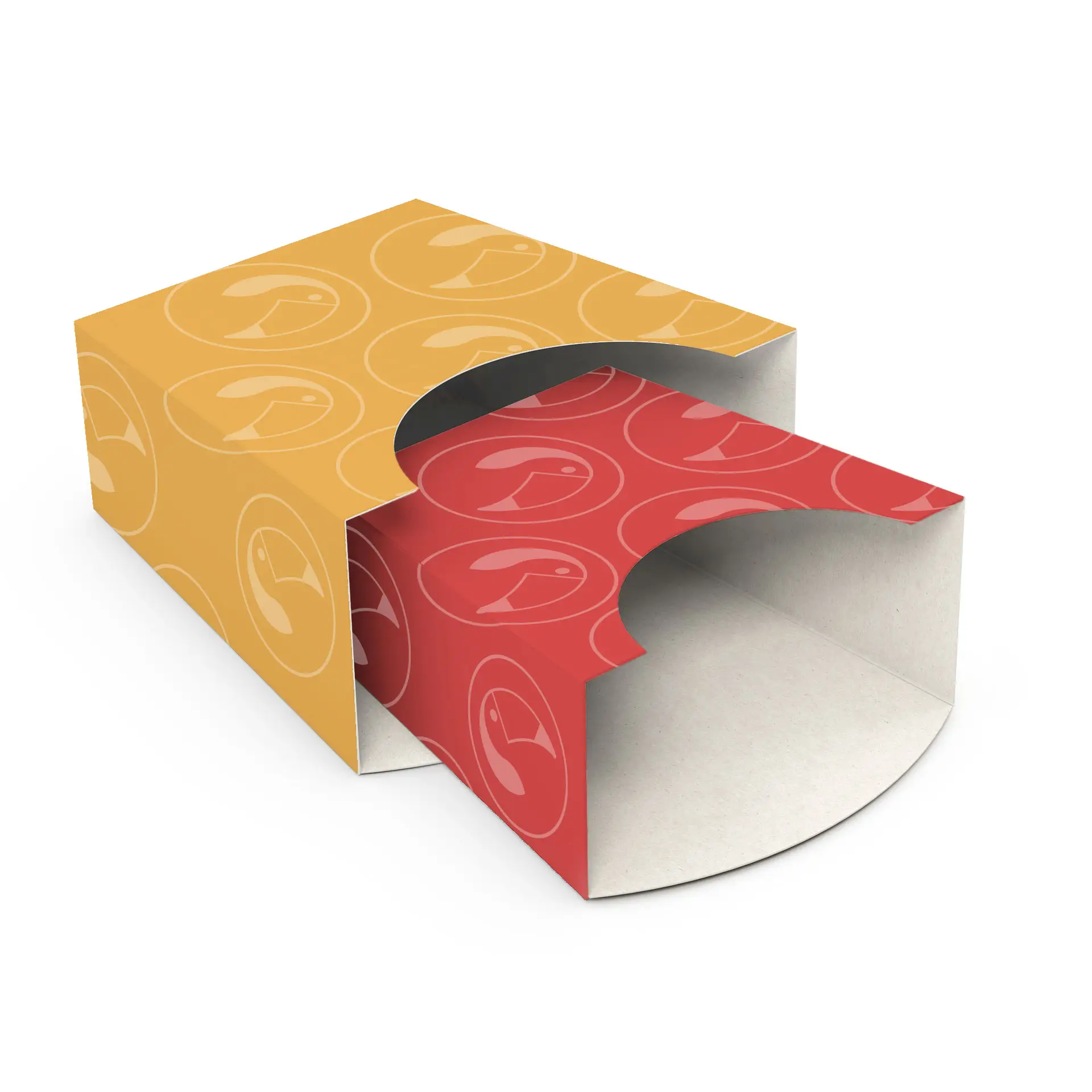 Nadrukowane pudełka na frytki, 10 x 5 x 11,3 cm, białe, prostokątne