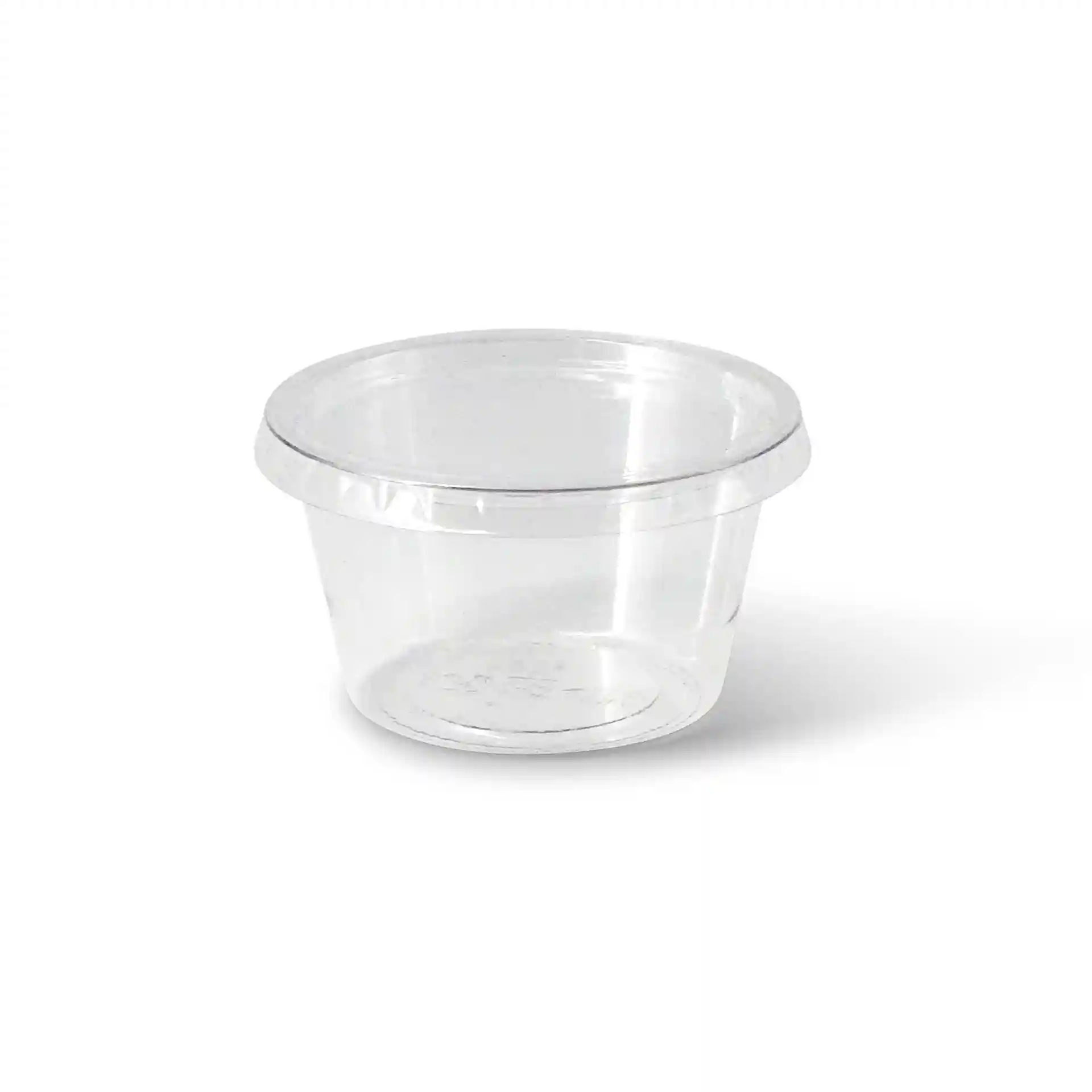 Przezroczysty kubek PLA o średnicy 70 mm i wysokości 40 mm, pojemność 80 ml.