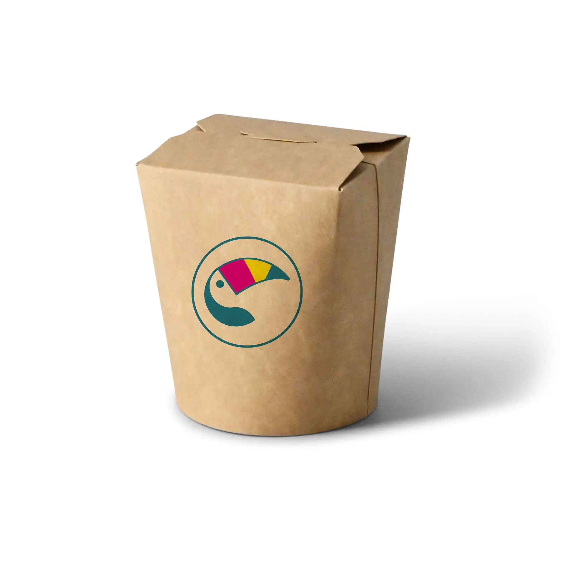 Pudełka na makaron z nadrukiem, 400 ml, brązowe, powłoka PE