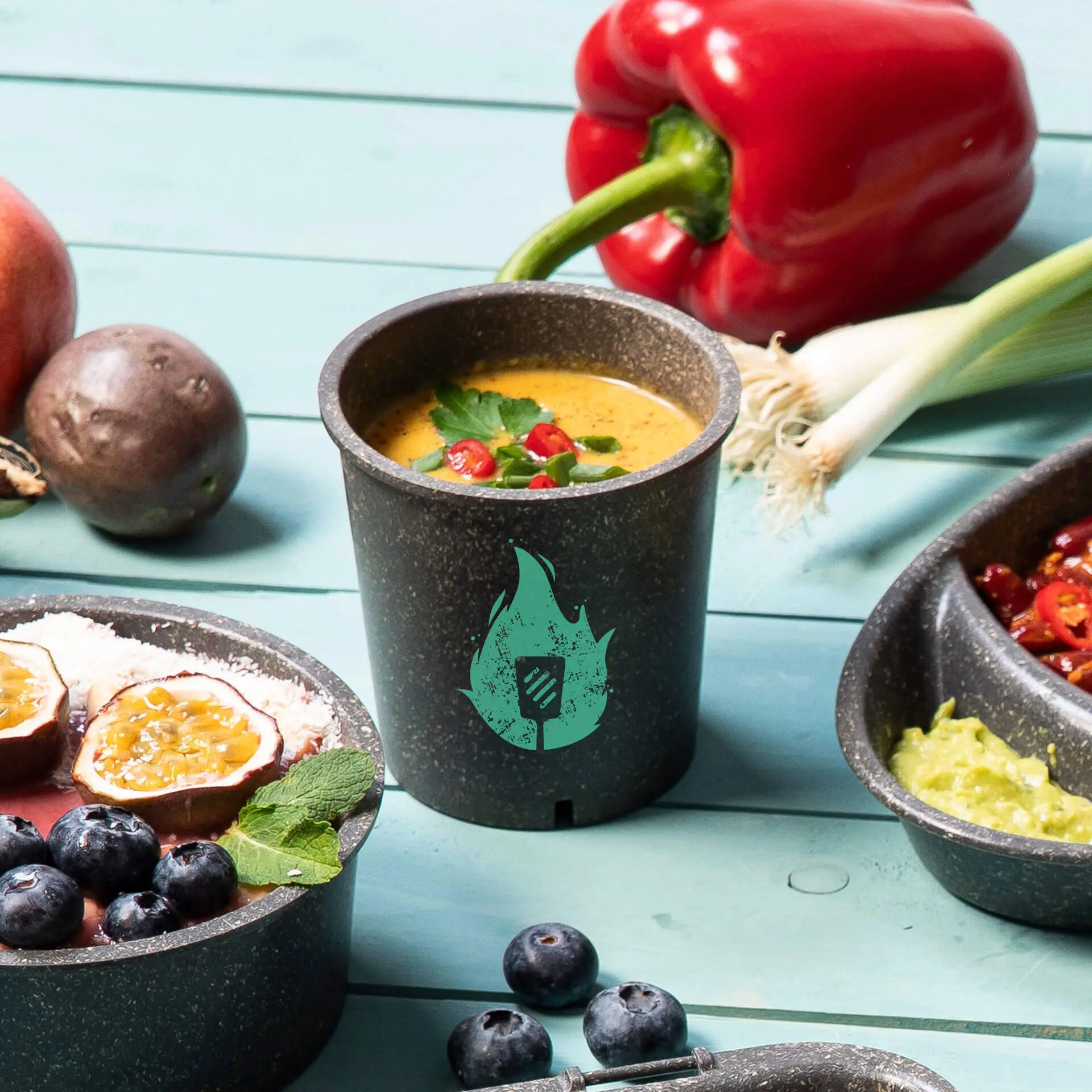 Drukowanie wielorazowych kubków na zupę, 400 ml, szary