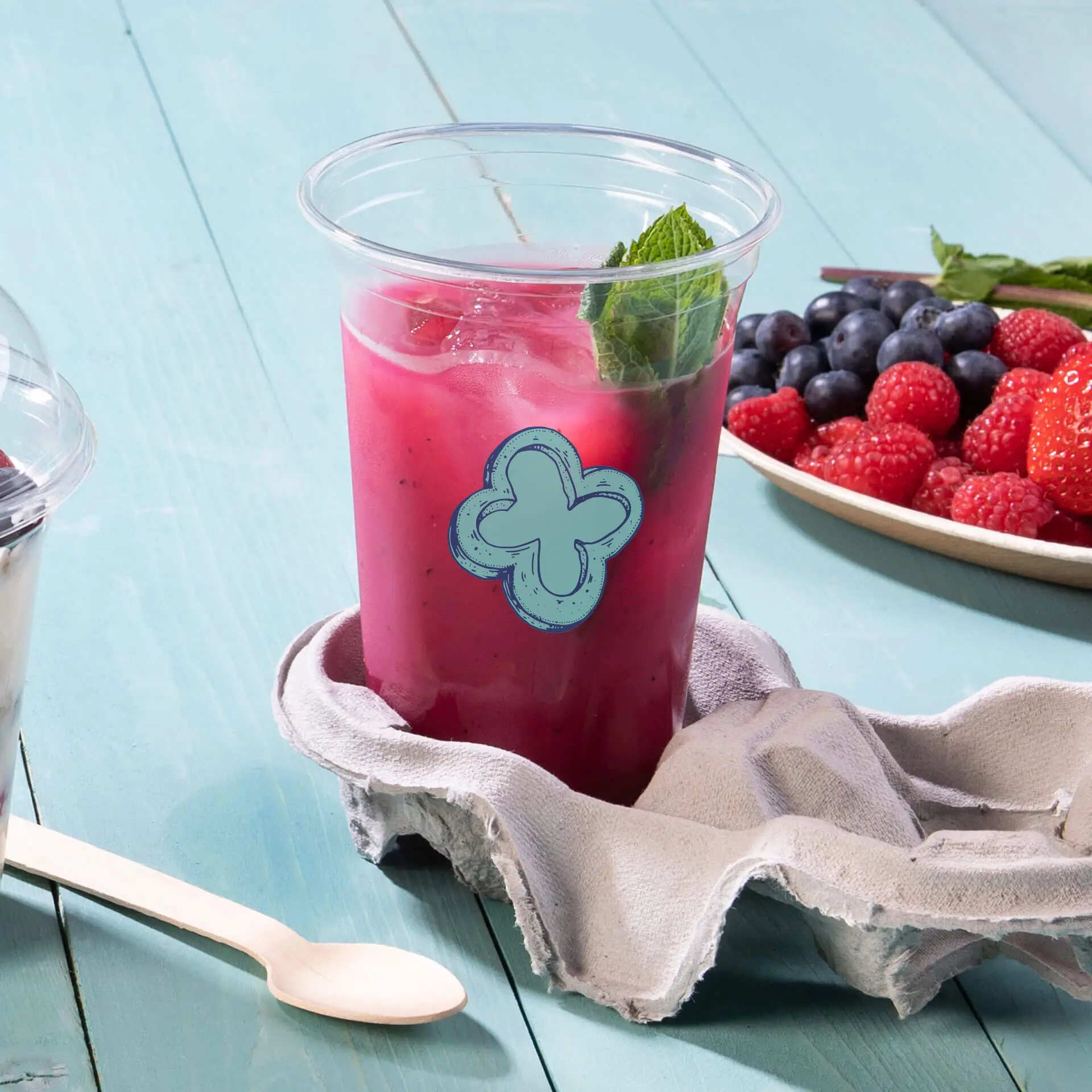 Kubki plastikowe z nadrukiem 500 ml / 20 oz, przezroczyste, rPET