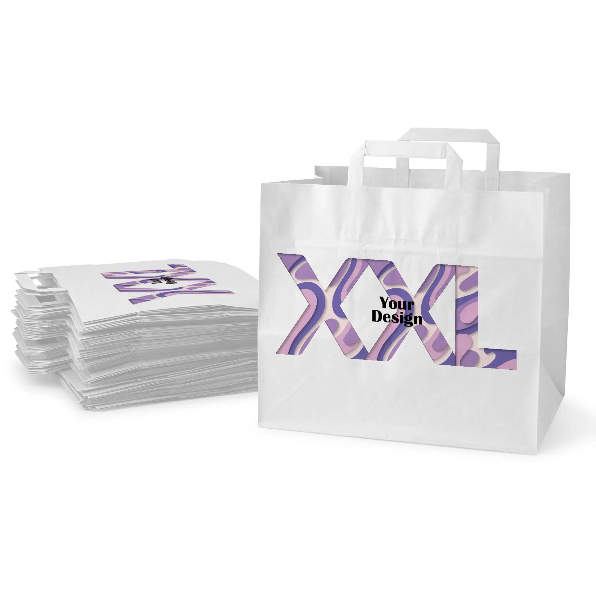 Papiertragetaschen bedrucken, XXL - 32 x 22 x 27 cm, weiß