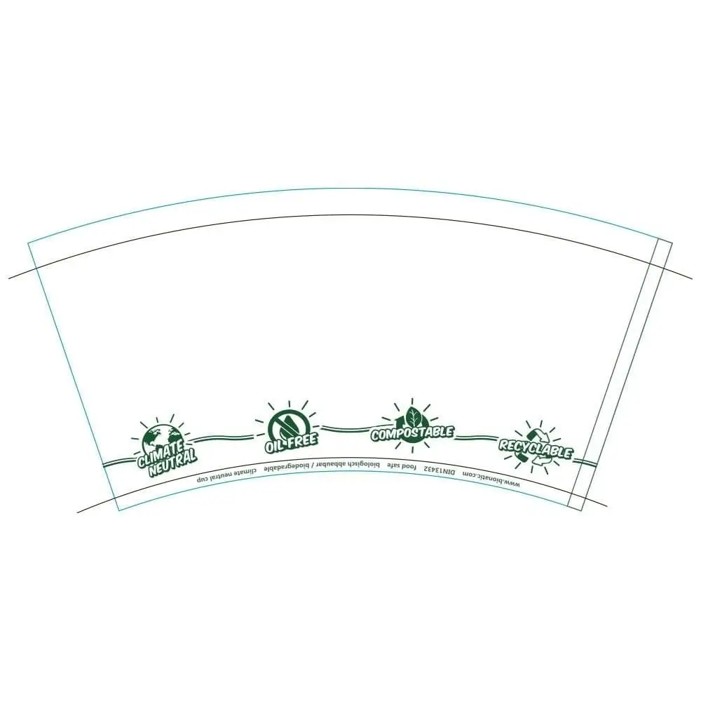 Kubek papierowy 300 ml / 12 oz, Ø 90 mm, z nadrukiem „EcoUp©”, jednowarstwowy, biały, powlekany PLA