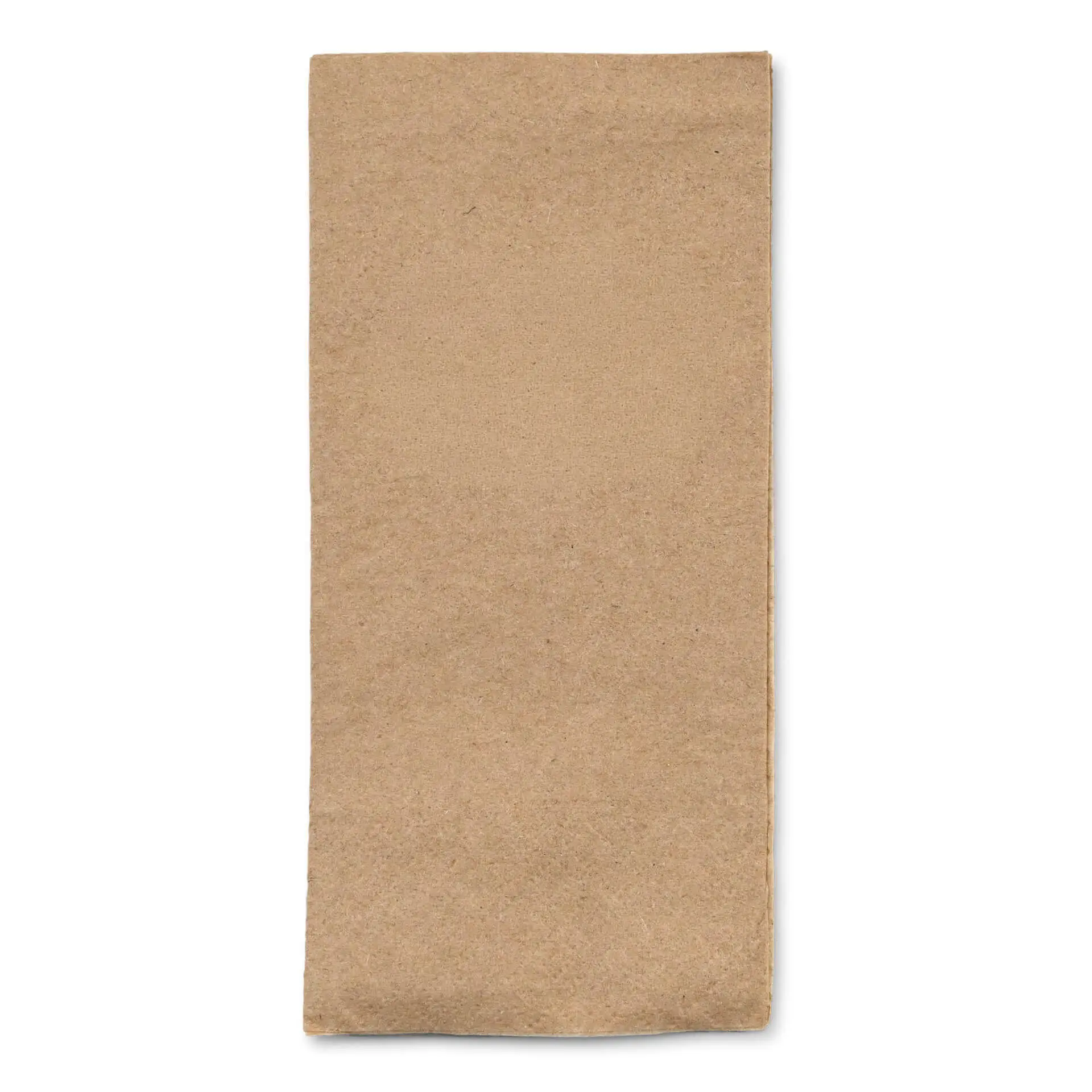 Etykieta na serwetce z niebielonego papieru recyklingowego z zielonym tekstem "Stworzone przez naturę" i "100% recykling".