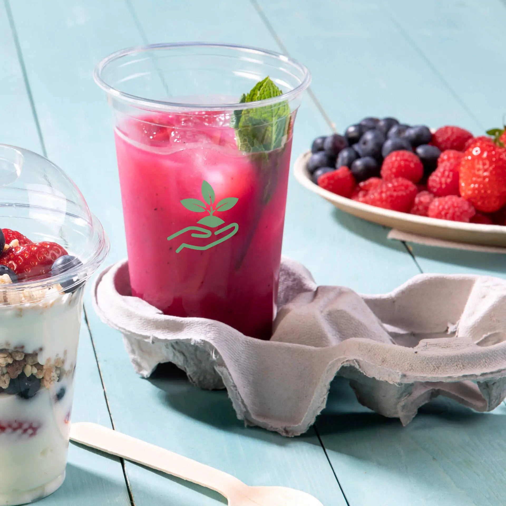 Kubki plastikowe z nadrukiem 400 ml / 16 oz, przezroczyste, rPET