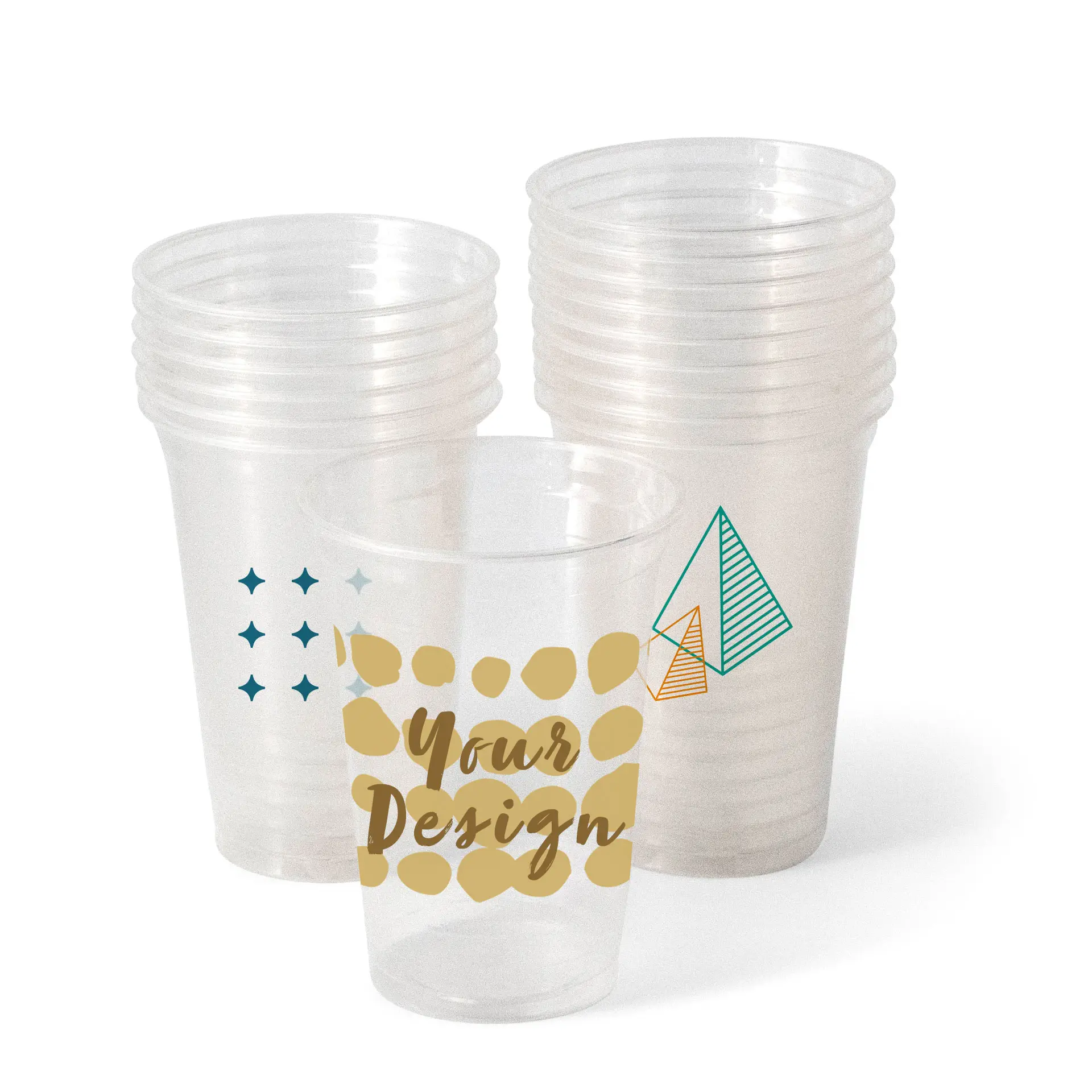 Kubki plastikowe z nadrukiem 400 ml / 16 oz, przezroczyste, PLA