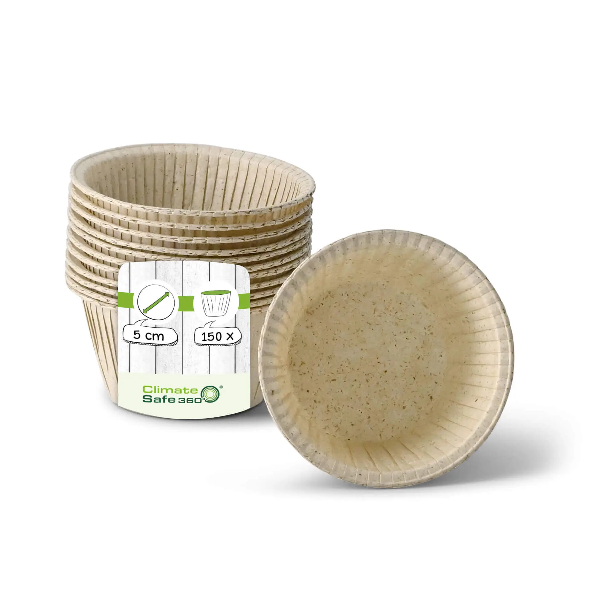 Brąski okrągły liner do babeczek z papieru trawiastego, 5 cm średnicy, z wieloma podobnymi linerami w tle.