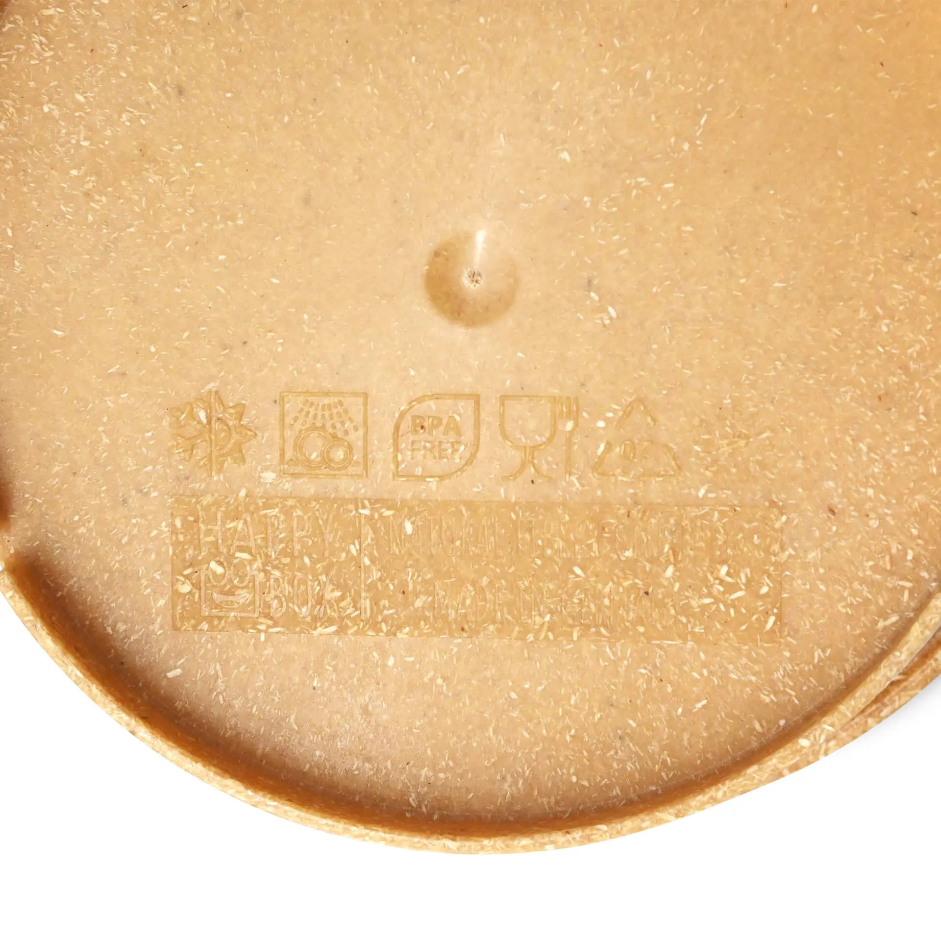 Wielokrotne 'merways Miska' w kolorze karmelowym, odpowiednia do dań gorących i zimnych, z oznaczeniami identyfikacyjnymi na dnie.