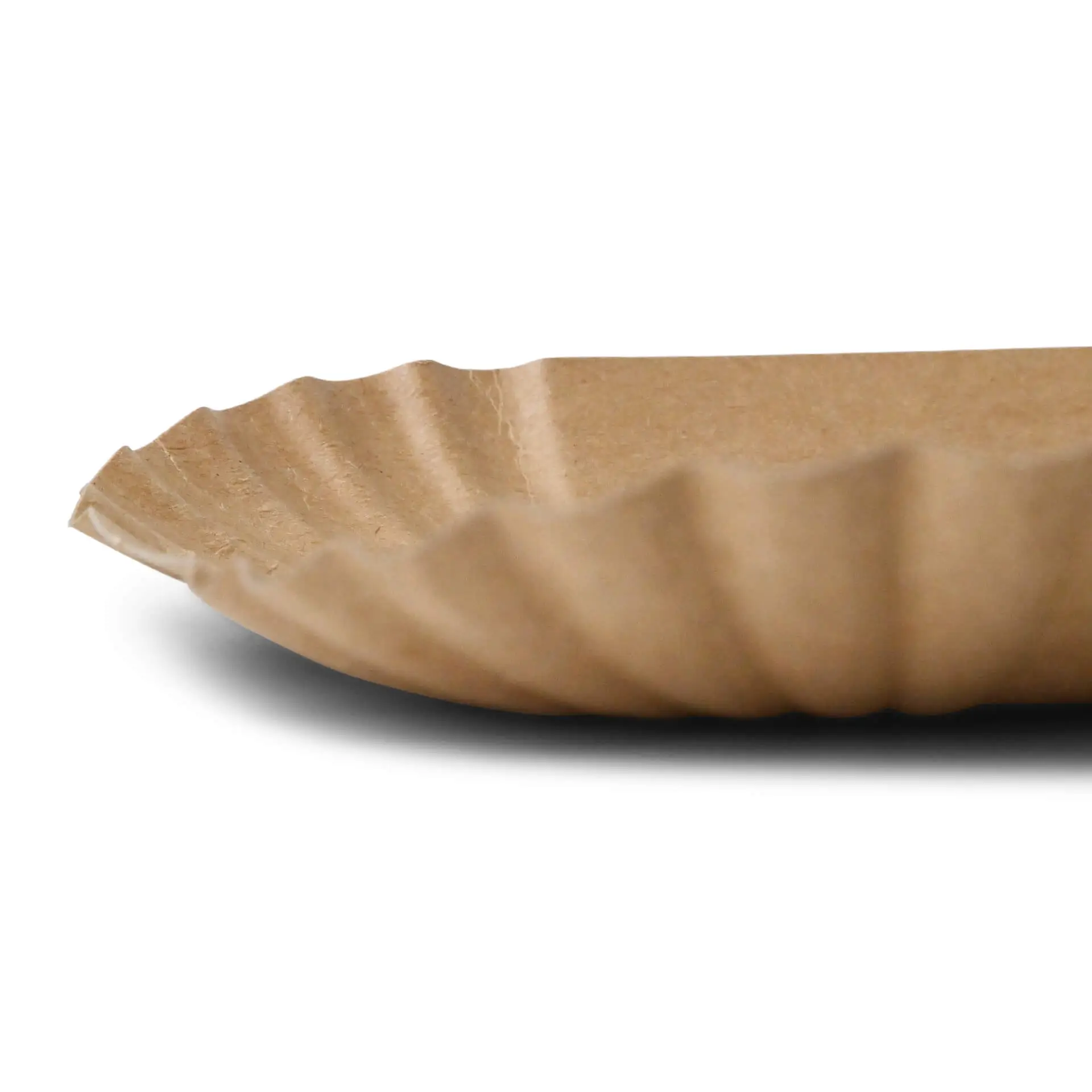 Taca tekturowa, prostokątna, wykonana z recyklingowanej brązowej tektury z falistym brzegiem; odpowiednia do przekąsek i biodegradowalna.