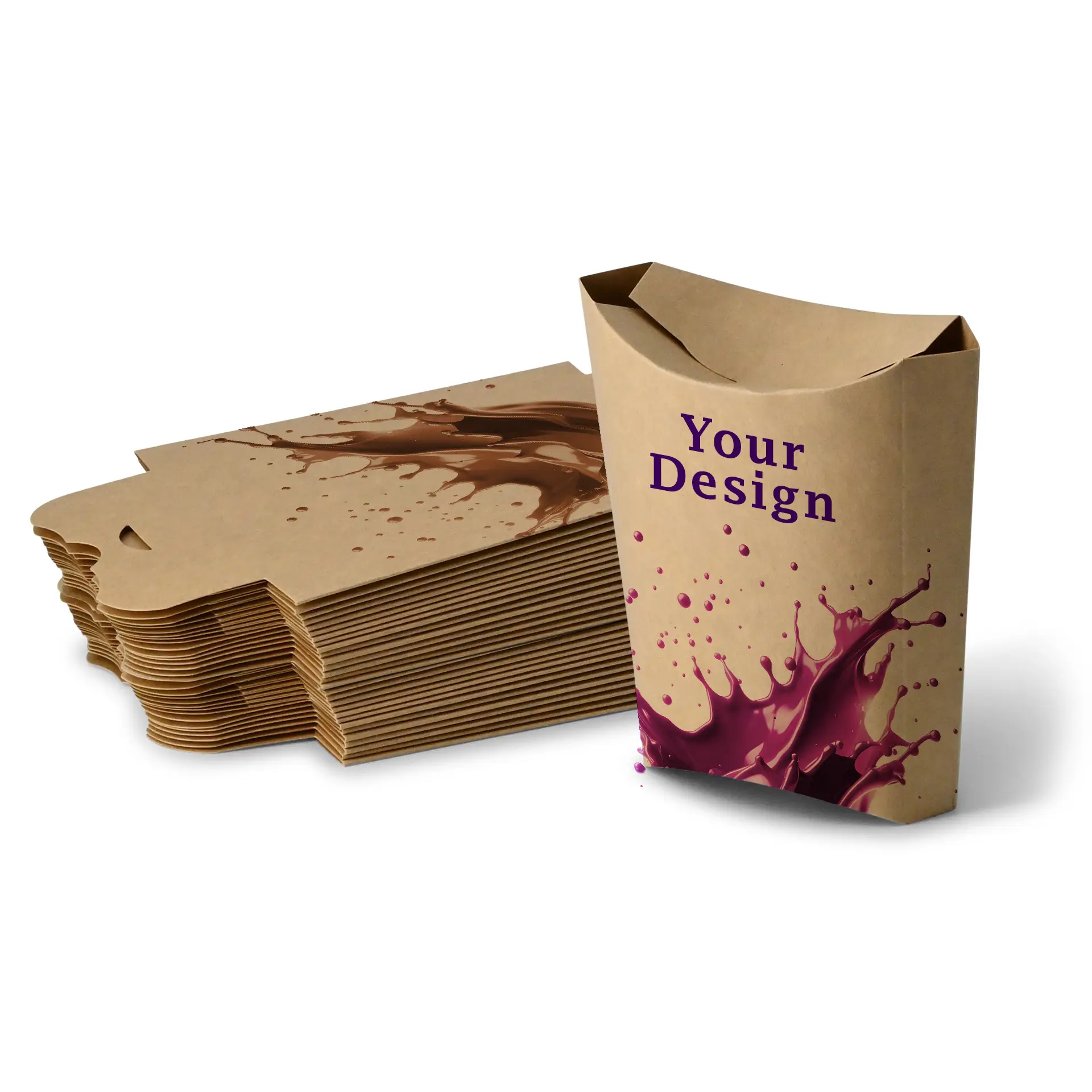 Opakowanie na frytki z nadrukiem, 3 x 17,6 x 9 cm, powłoka PE, zamykane