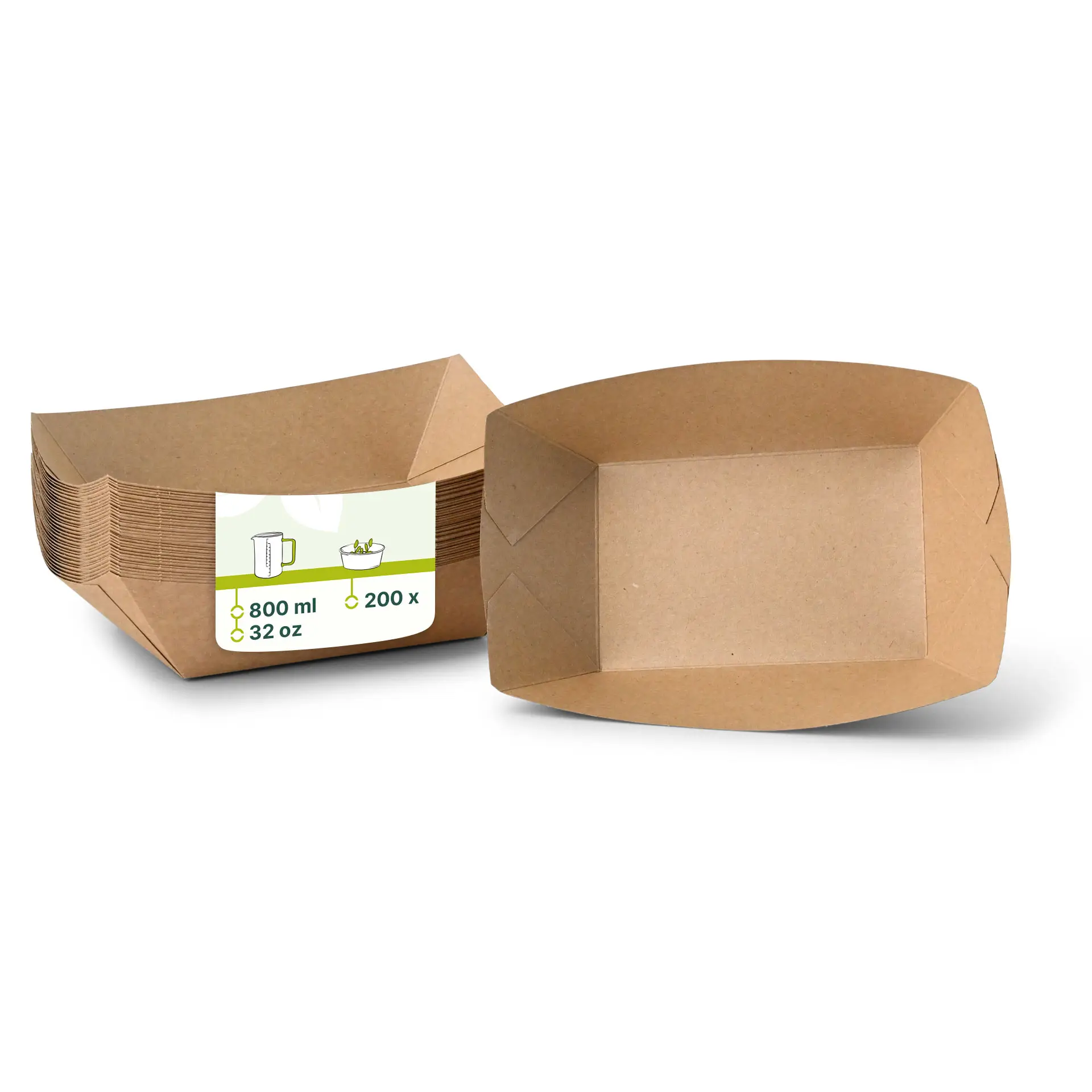 Premium talerze papierowe z powłoką bio w kolorze brązowym; idealne do potraw gorących i zimnych. Zawiera 200 talerzy, każdy o pojemności 800 ml.