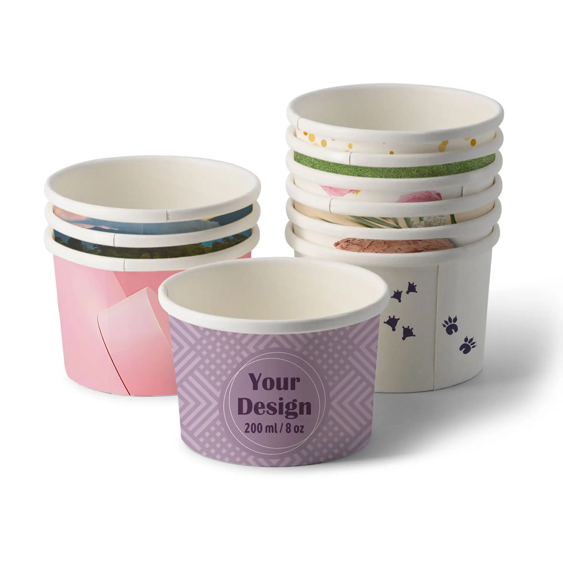 Suppenbecher to go bedruckt, 200 ml, Ø 90 mm, weiß, PLA-beschichtet