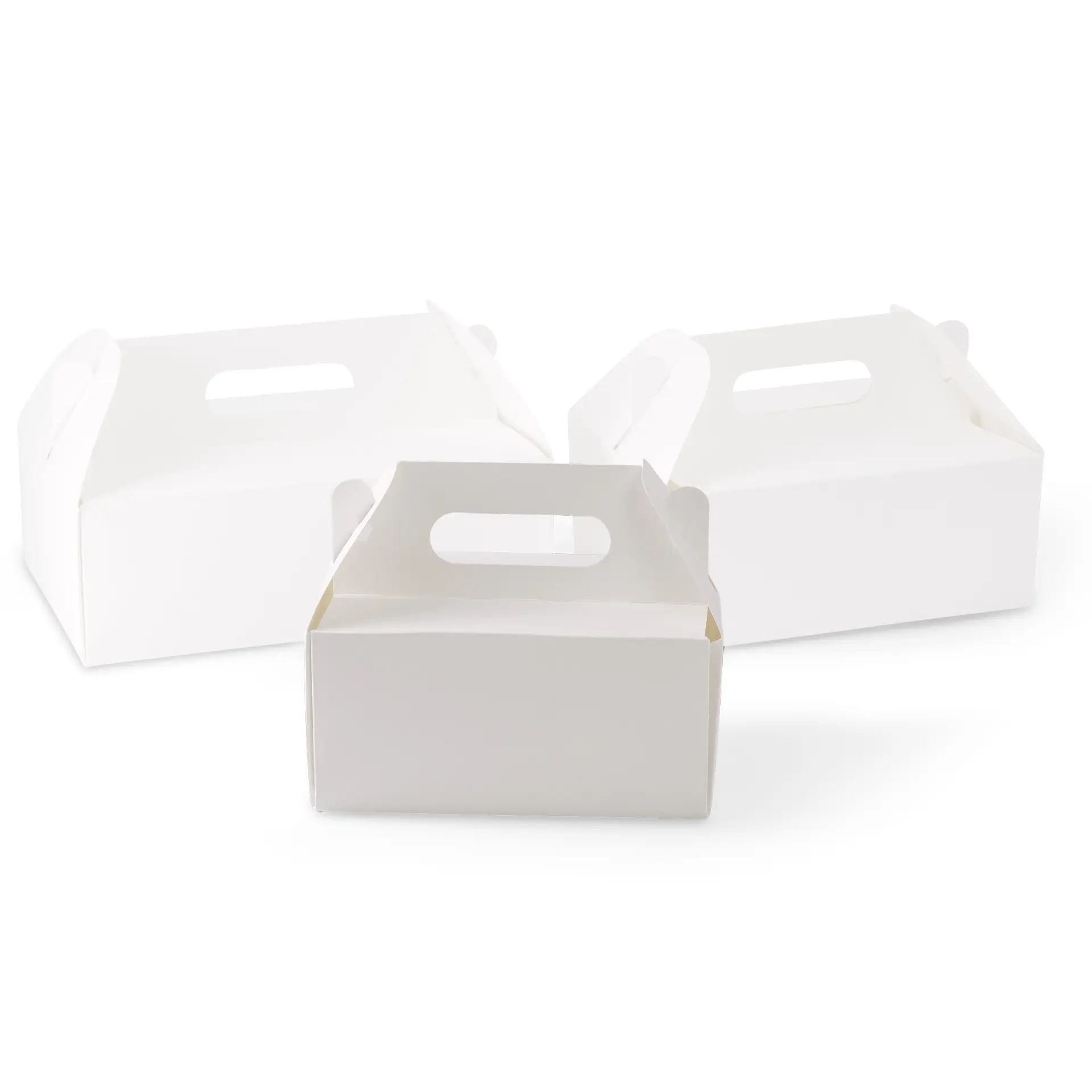 Kuchenbox aus Pappe mit Griff S, 18 x 11 x 9 cm, weiß, faltbar