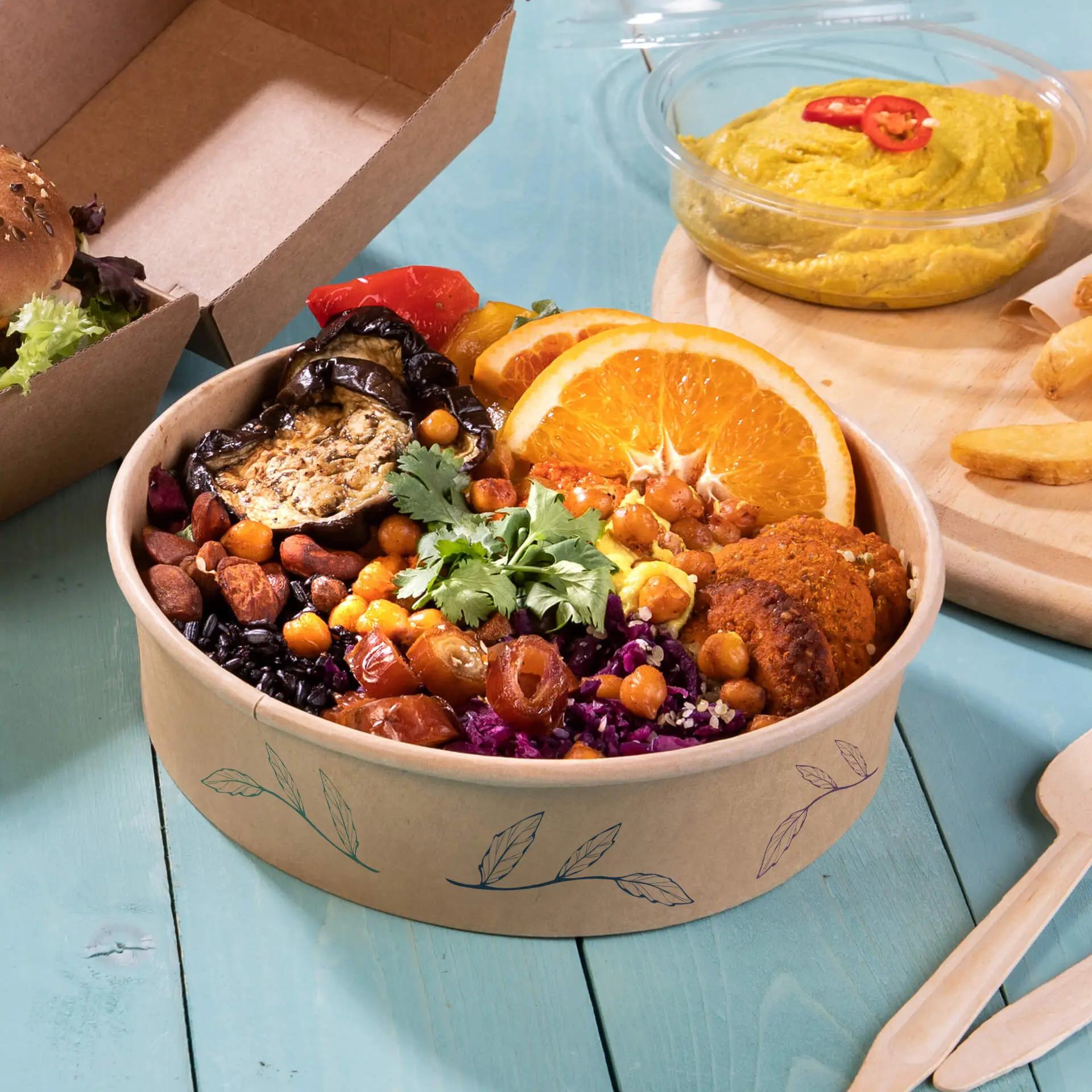 Miski sałatkowe z nadrukiem / Bowls personalizowane, 700 ml, Ø 185 mm, brązowe, powłoka PE