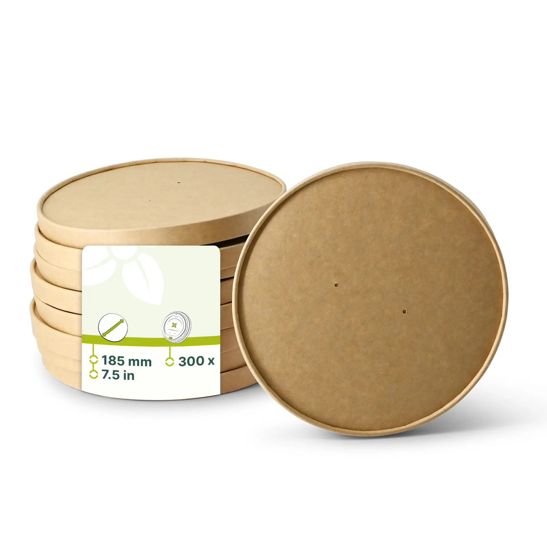 Karton-Membran-Deckel (bio-beschichtet) Ø 185 mm, braun