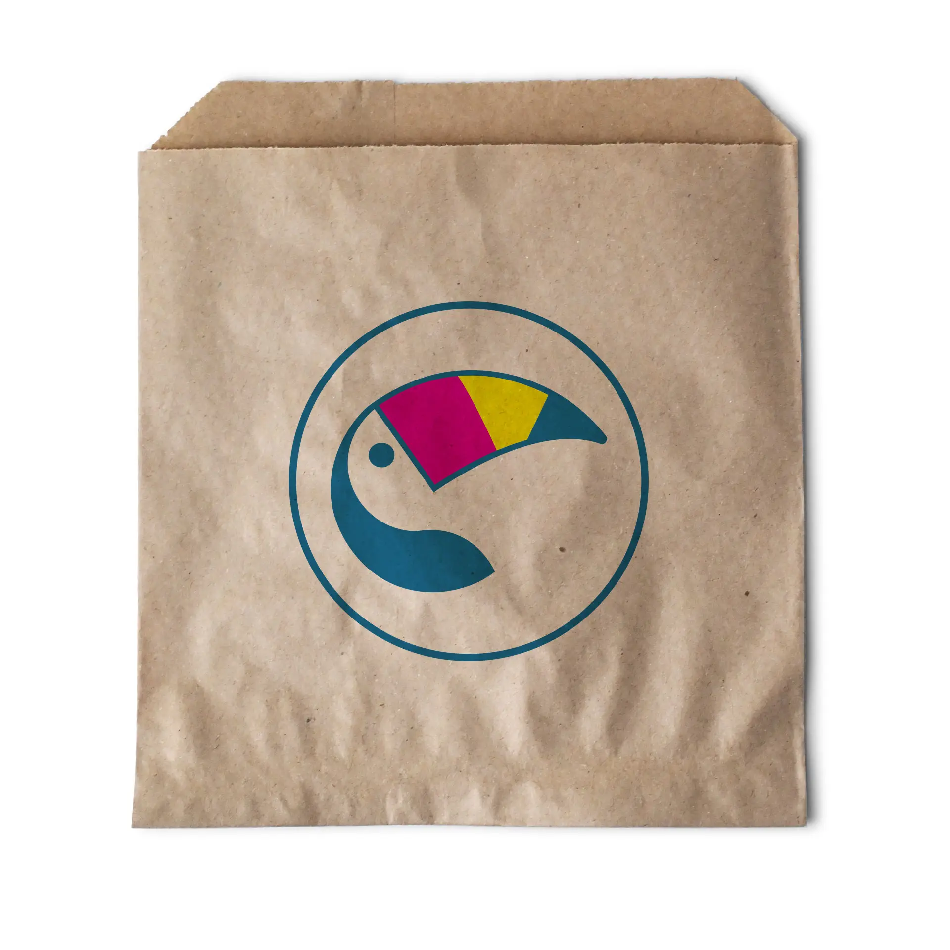 Torby płaskie z nadrukiem, brązowe, 17 × 17 cm