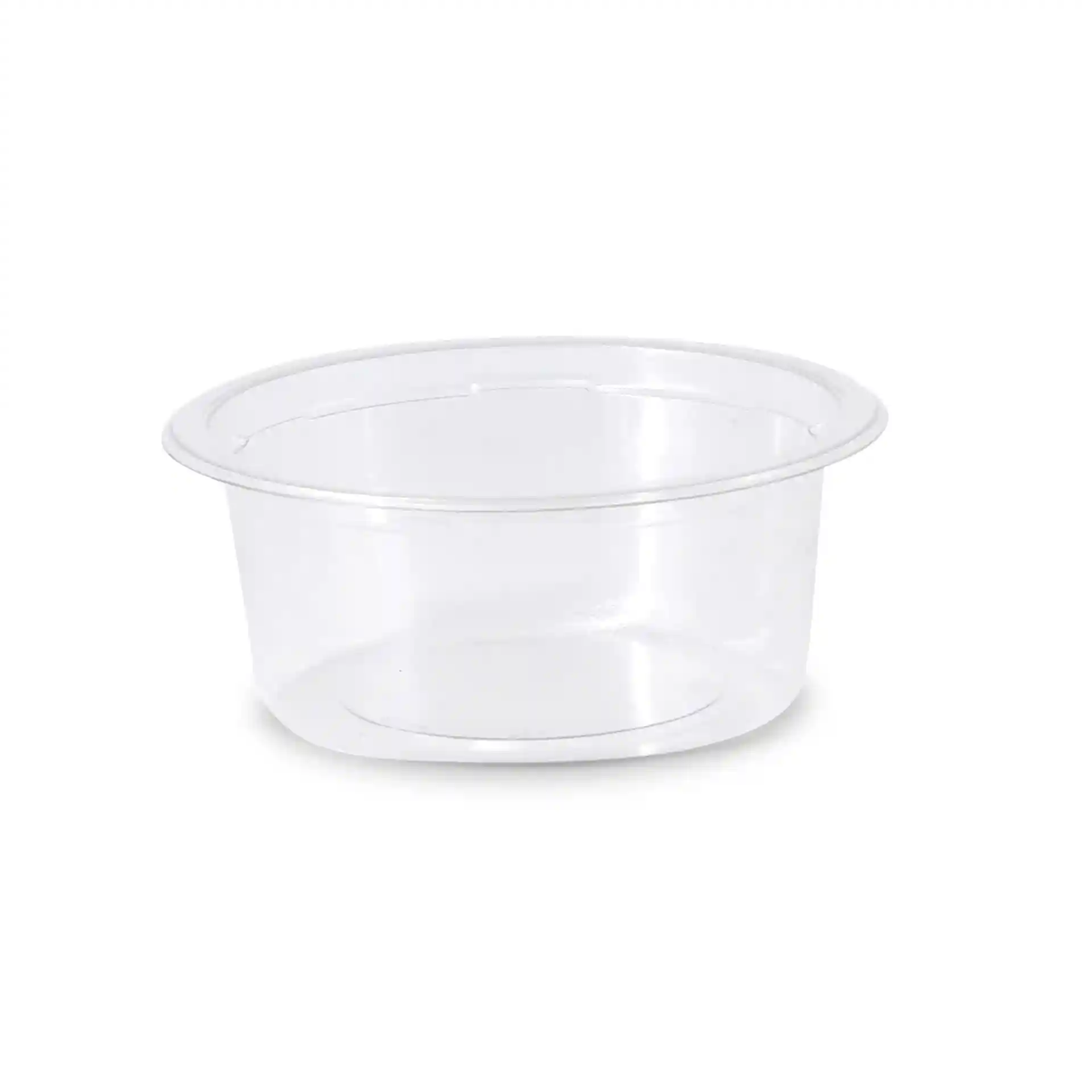 Przezroczysty okrągły pojemnik deli o średnicy 123 mm i wysokości 60 mm, pojemność 325 ml.