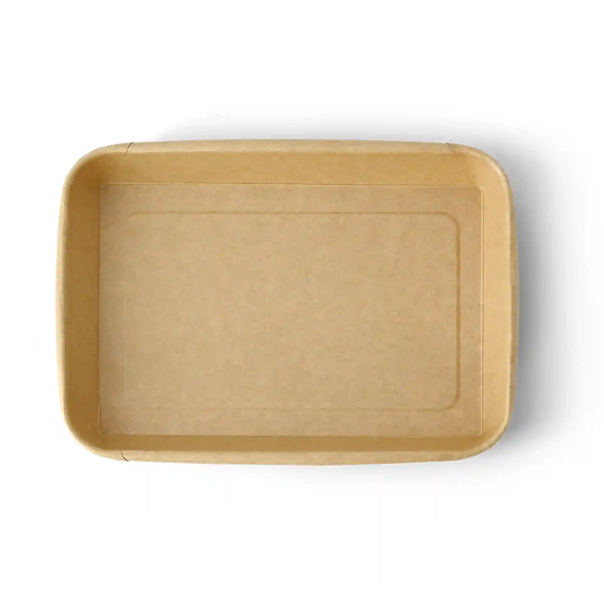 Brąski prostokątny pojemnik na sushi, wymiary 22 x 14 x 2,5 cm, z gładką powierzchnią i lekko podniesionymi krawędziami.