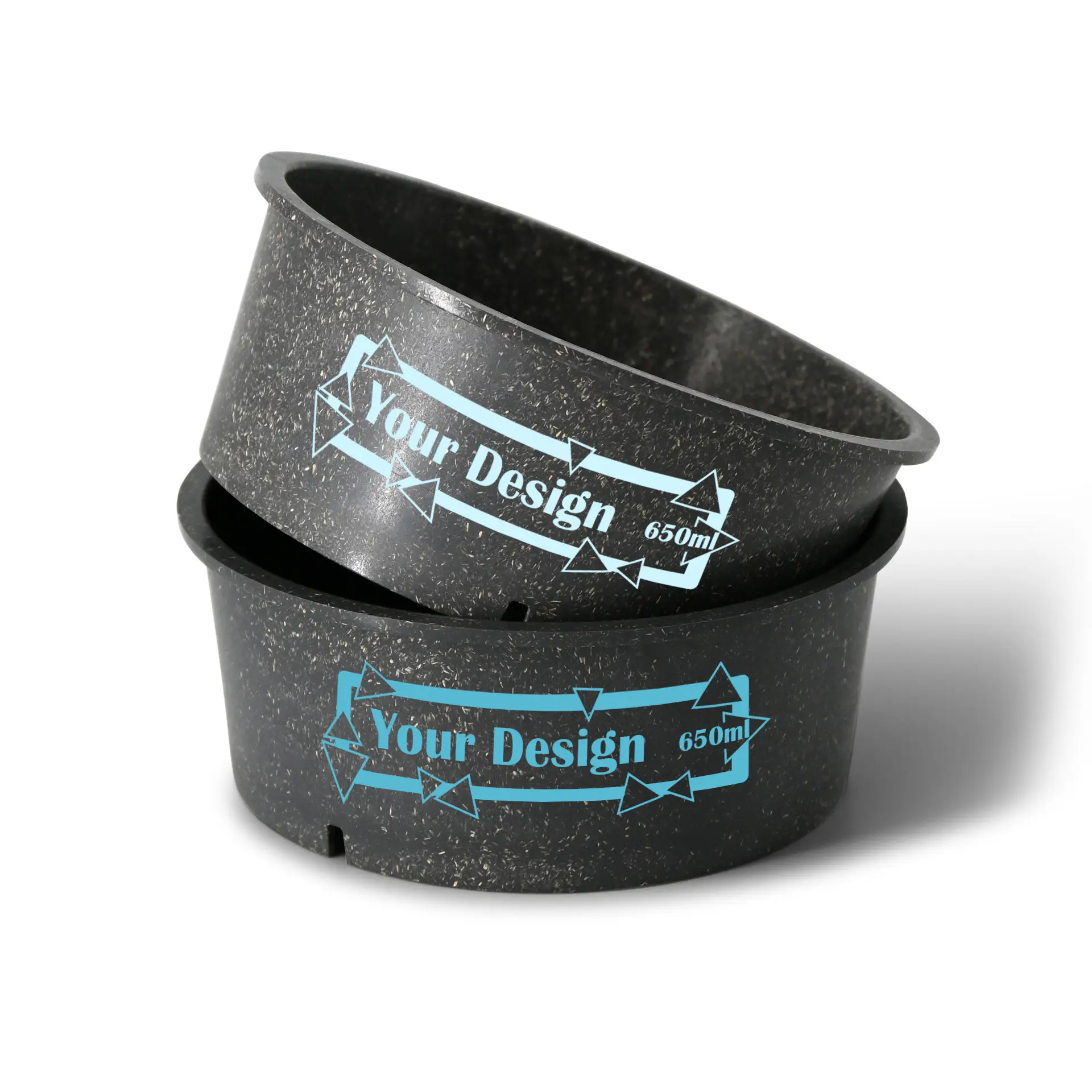 Miska wielorazowa z nadrukiem, 650 ml, szara