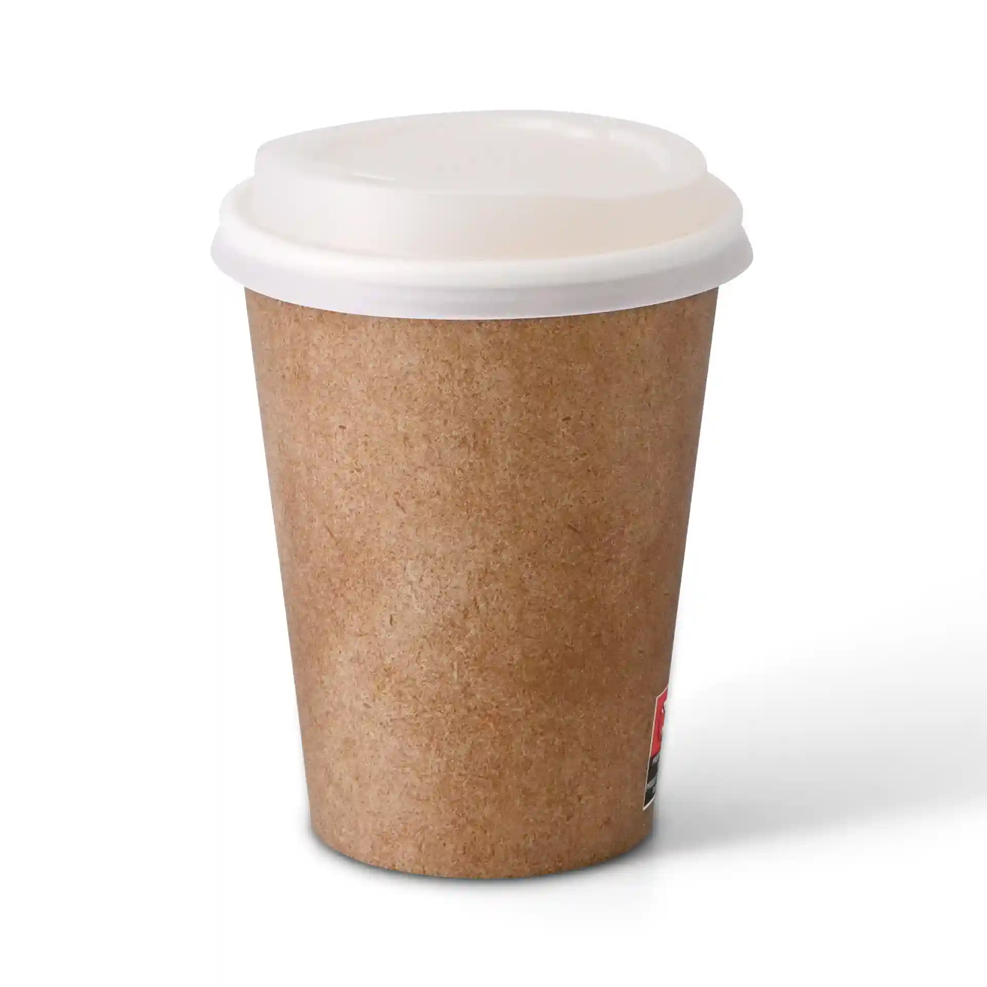 Brązowy kubek papierowy z białym wnętrzem, jednolita ścianka, pojemność 300 ml, średnica 90 mm.
