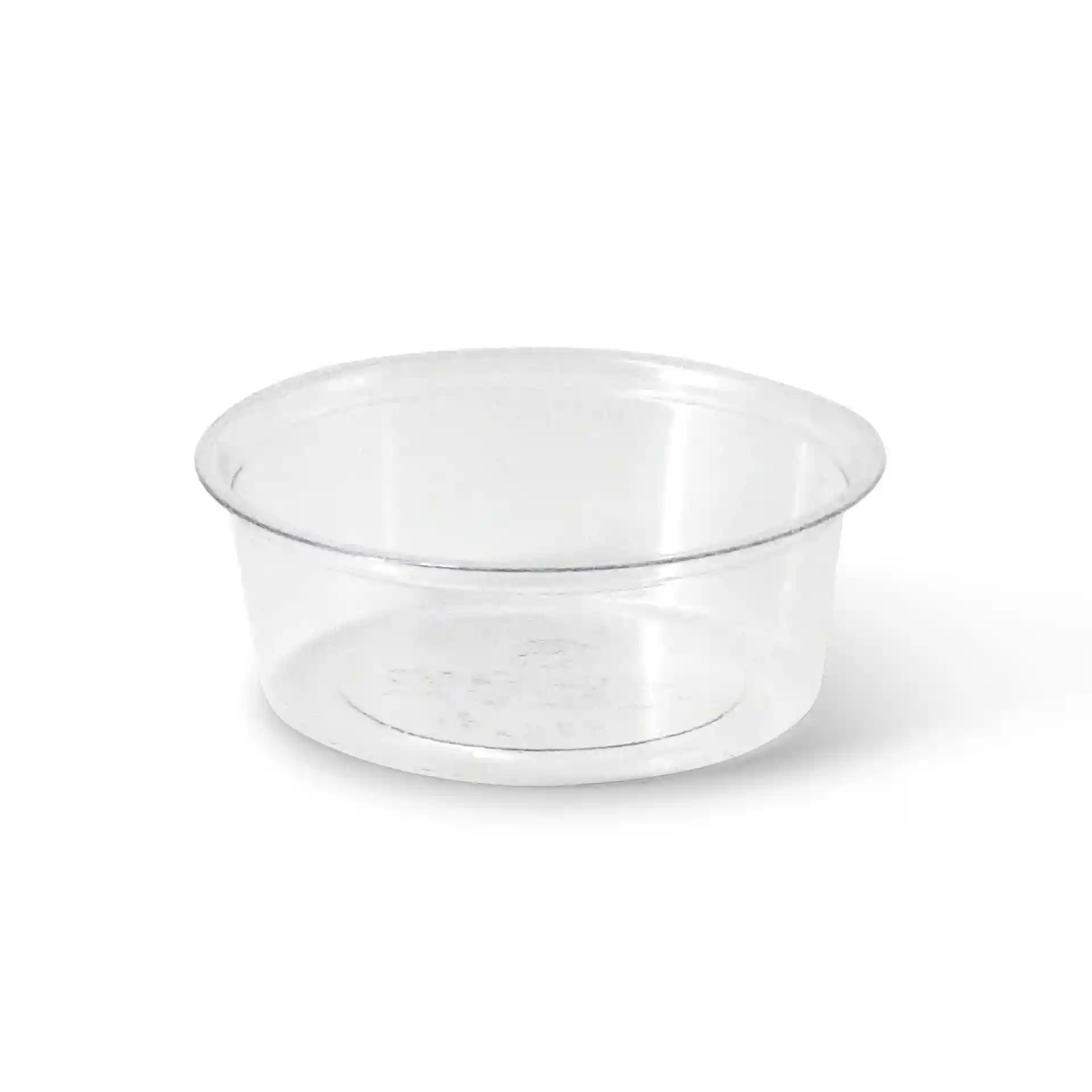 Przezroczysty kubek PLA o średnicy 70 mm i wysokości 25 mm, pomieści 60 ml płynu.