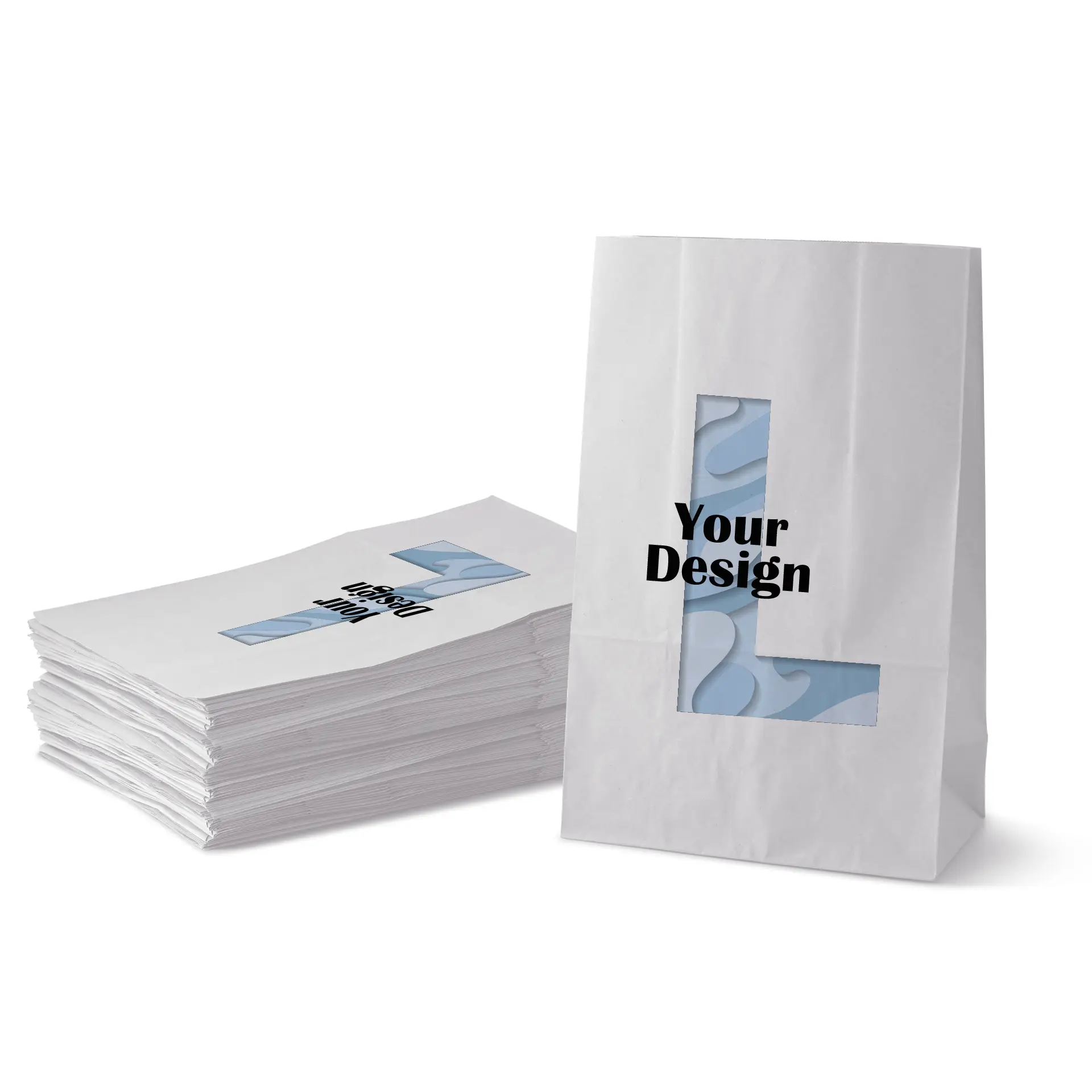 Papiertaschen bedrucken (ohne Henkel), L - 26 x 14 x 40 cm, weiß