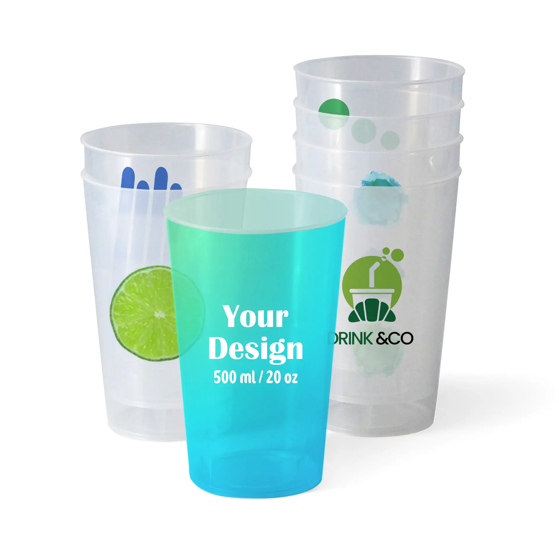 Kubek wielorazowy z logo 500 ml, nadruk cyfrowy, pełnopowierzchniowy