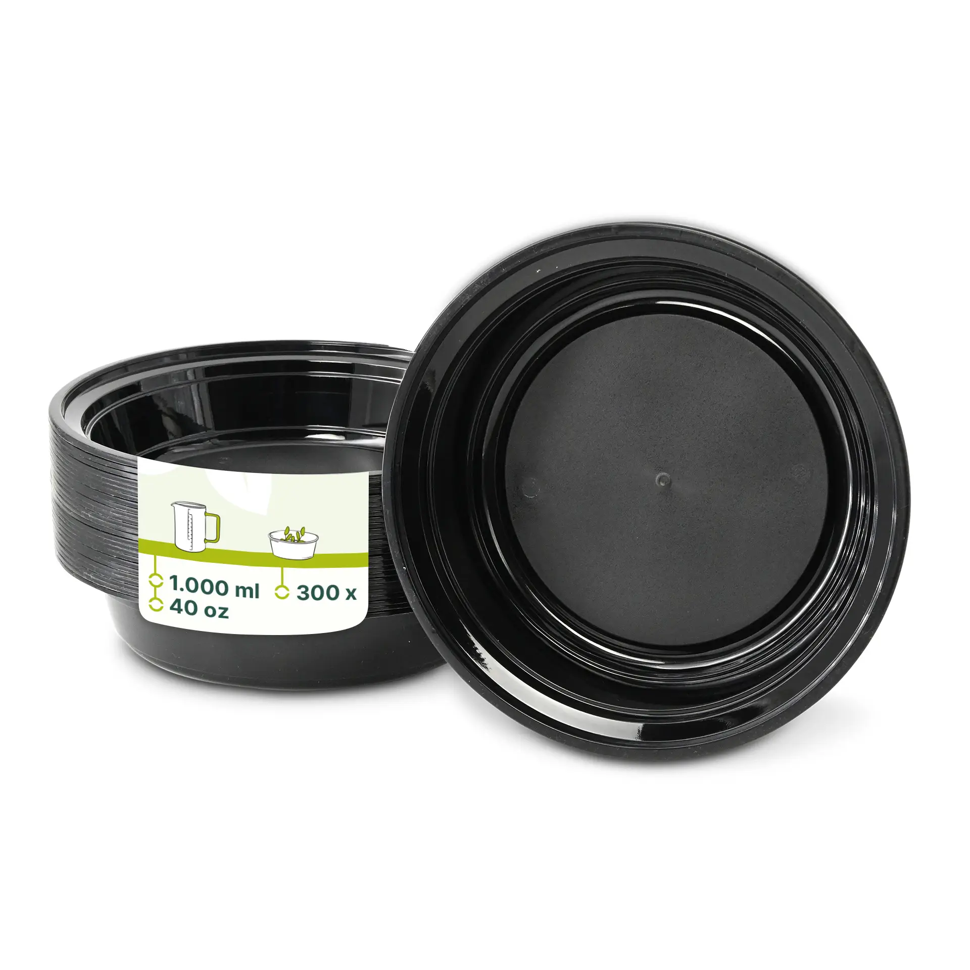 Talerz wielorazowy z PP 1000 ml, okrągły, czarny