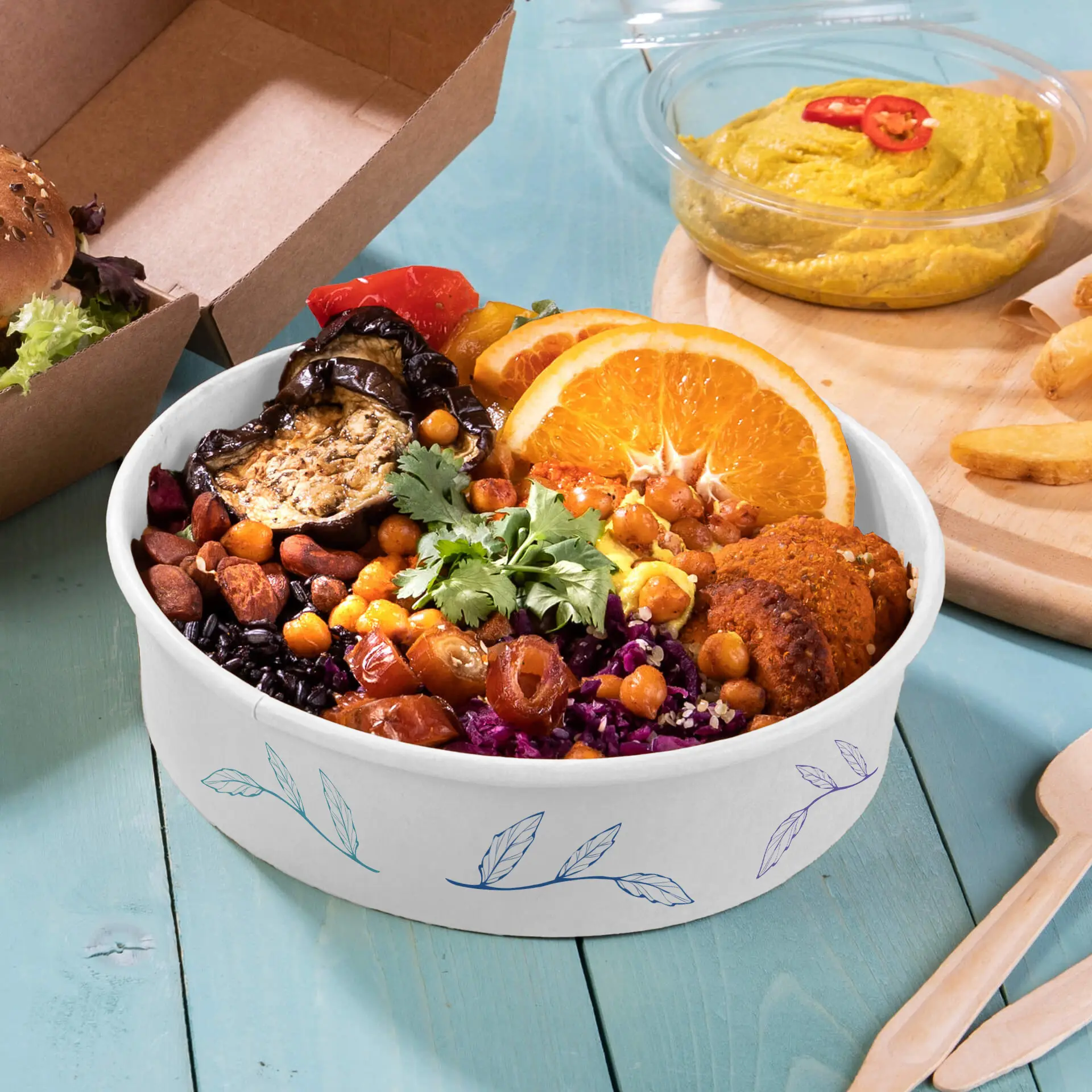 Miski sałatkowe z nadrukiem / Bowls personalizowane, 700 ml, Ø 185 mm, białe, powłoka PE