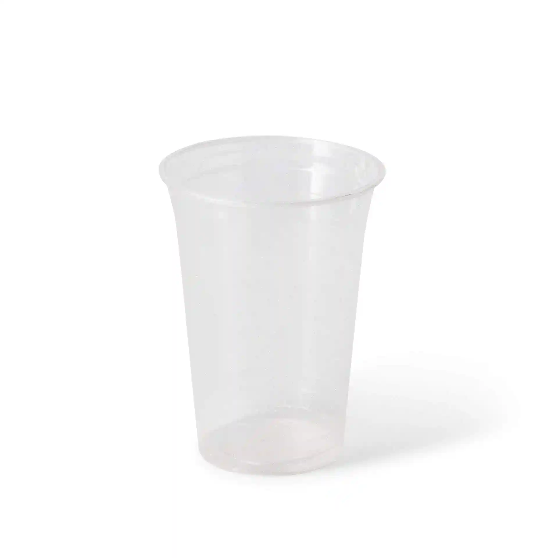 Przezroczysty kubek plastikowy 16 oz z PLA, o wysokości 126 mm i średnicy górnej 95 mm.