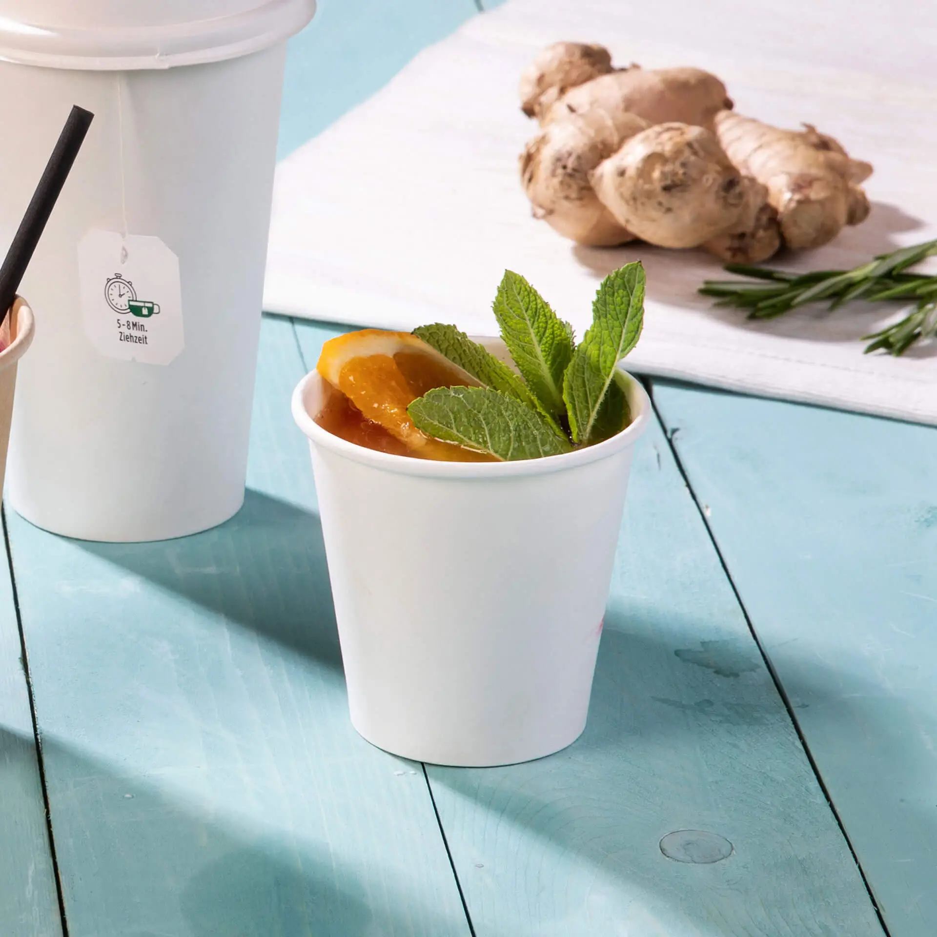 Kubek papierowy 150 ml / 6 oz, Ø 80 mm, jednowarstwowy, biały, powlekany PLA