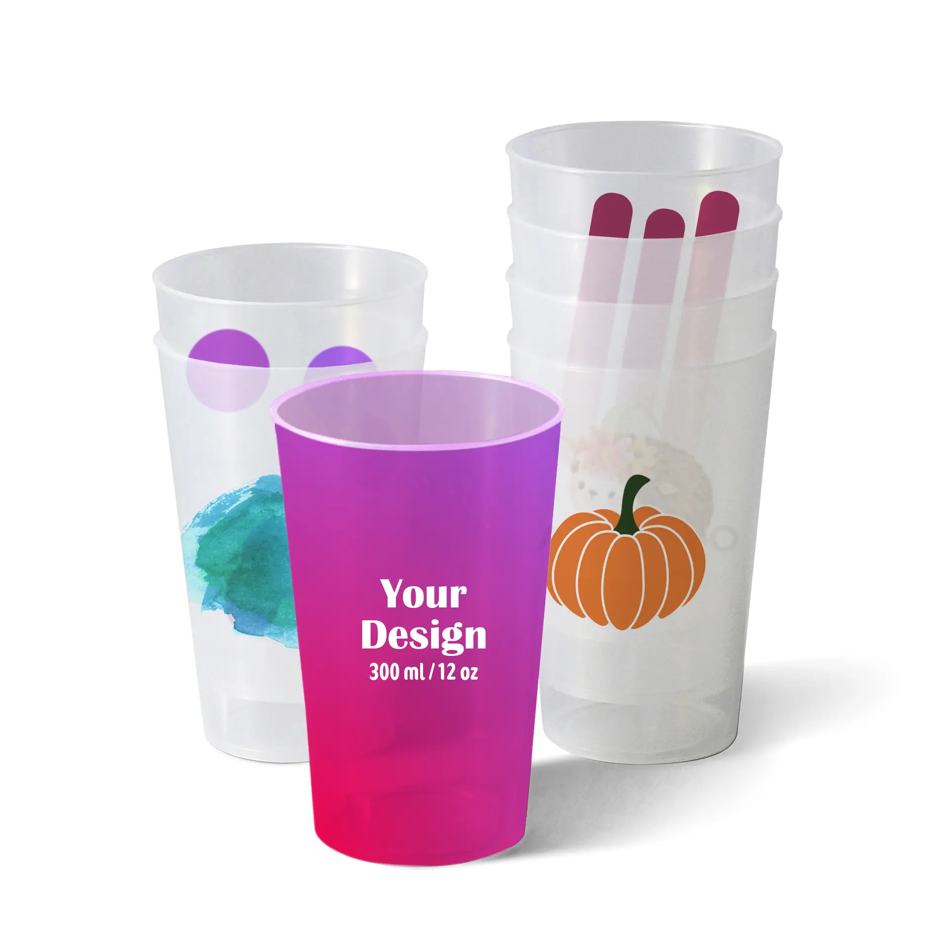 Kubek wielorazowy z logo 300 ml, nadruk cyfrowy, pełnopowierzchniowy