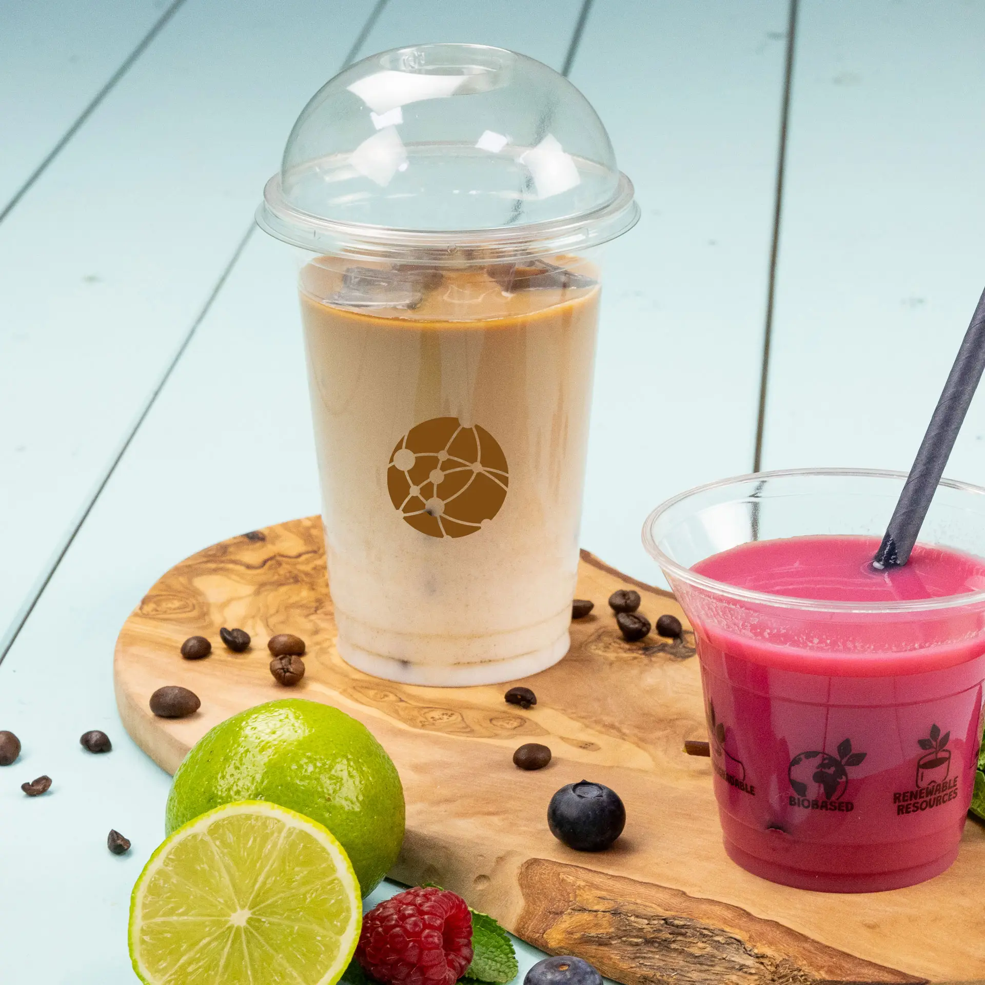 Kubki plastikowe z nadrukiem 400 ml / 16 oz, przezroczyste, PLA