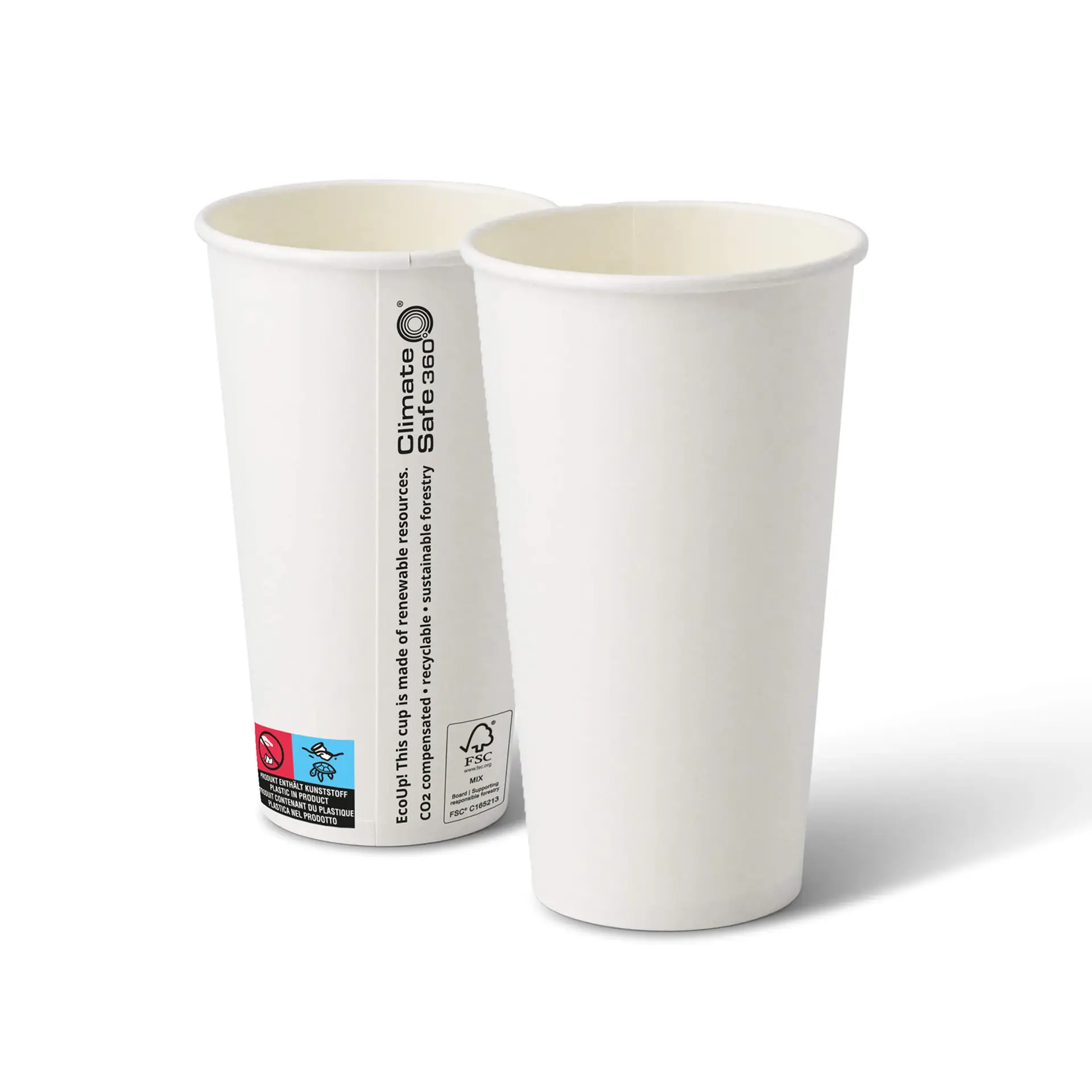 Pappbecher (beschichtet) 500 ml / 20 oz, Ø 90 mm, weiß