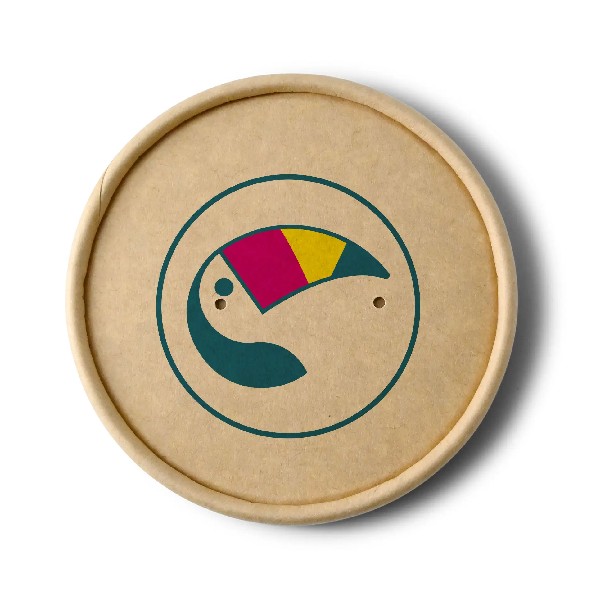 Bedruckte Membrandeckel für Suppenbecher, ⌀ 90 mm, braun, PLA-beschichtet