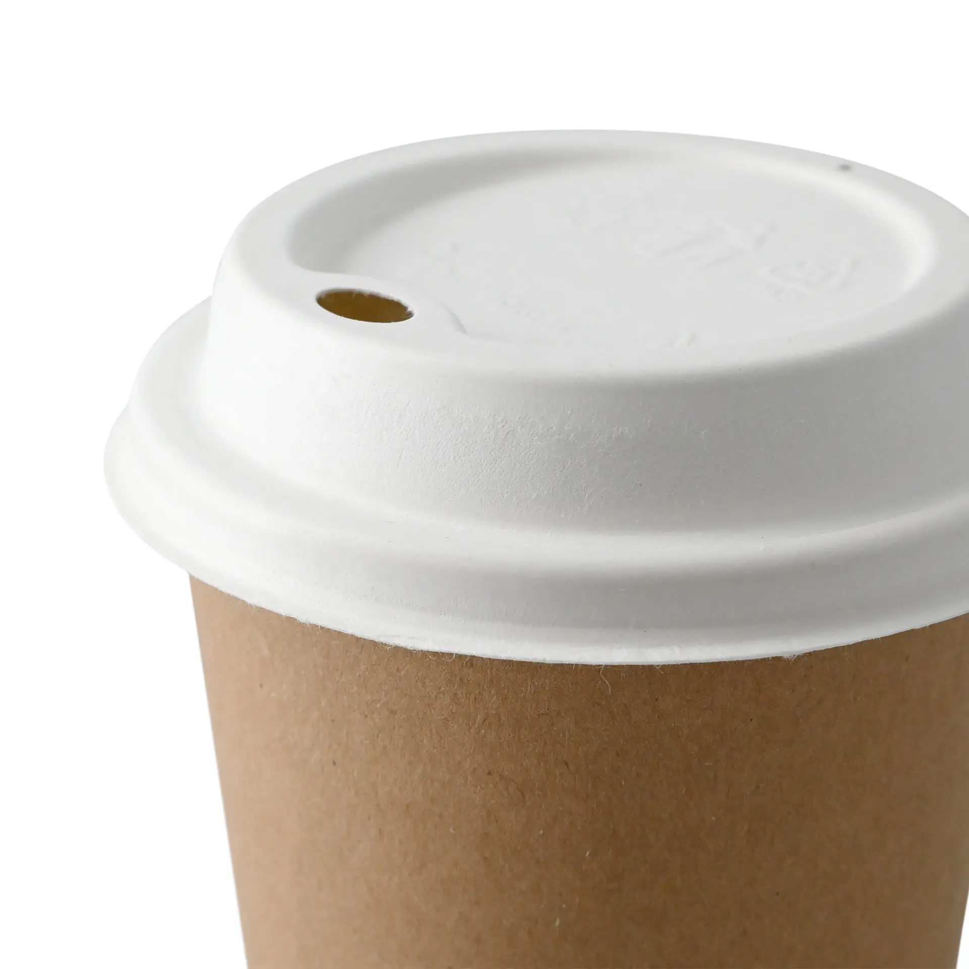 Biały dekiel z trzciny cukrowej do kubków z otworem do picia, odpowiedni do napojów gorących i zimnych.