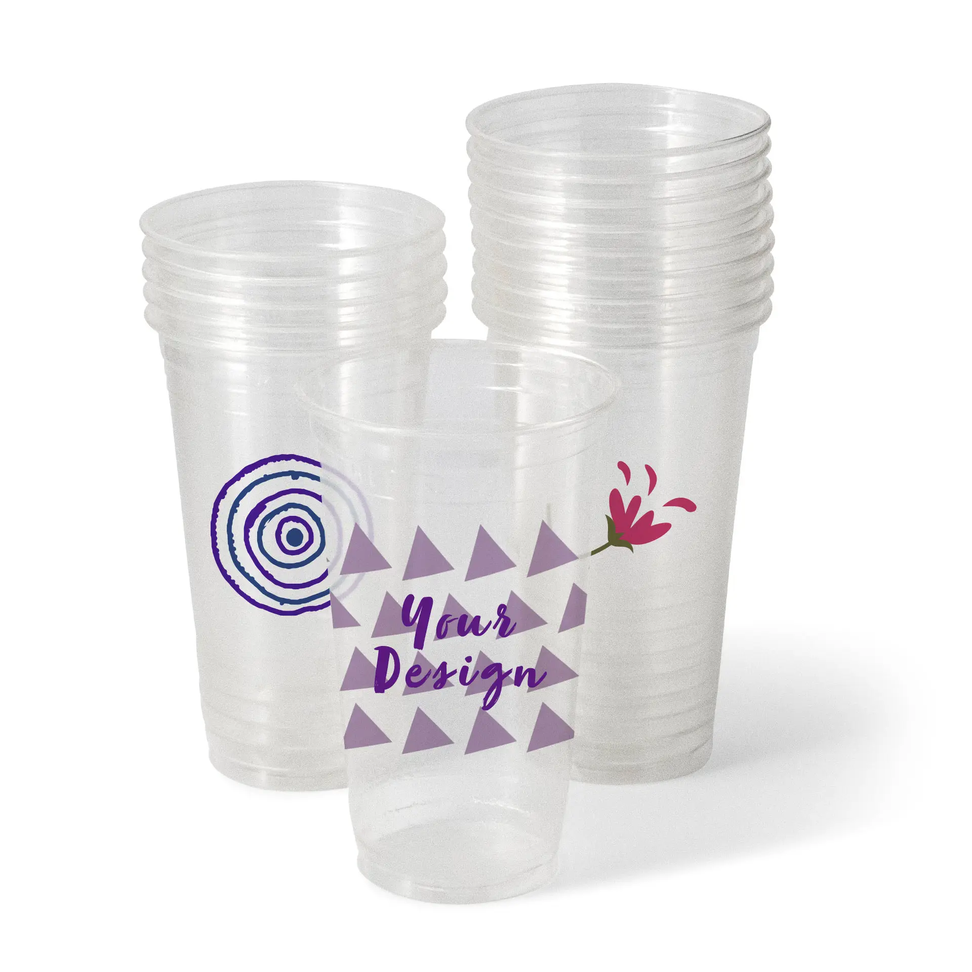 Kubki plastikowe z nadrukiem 500 ml / 20 oz, przezroczyste, PLA