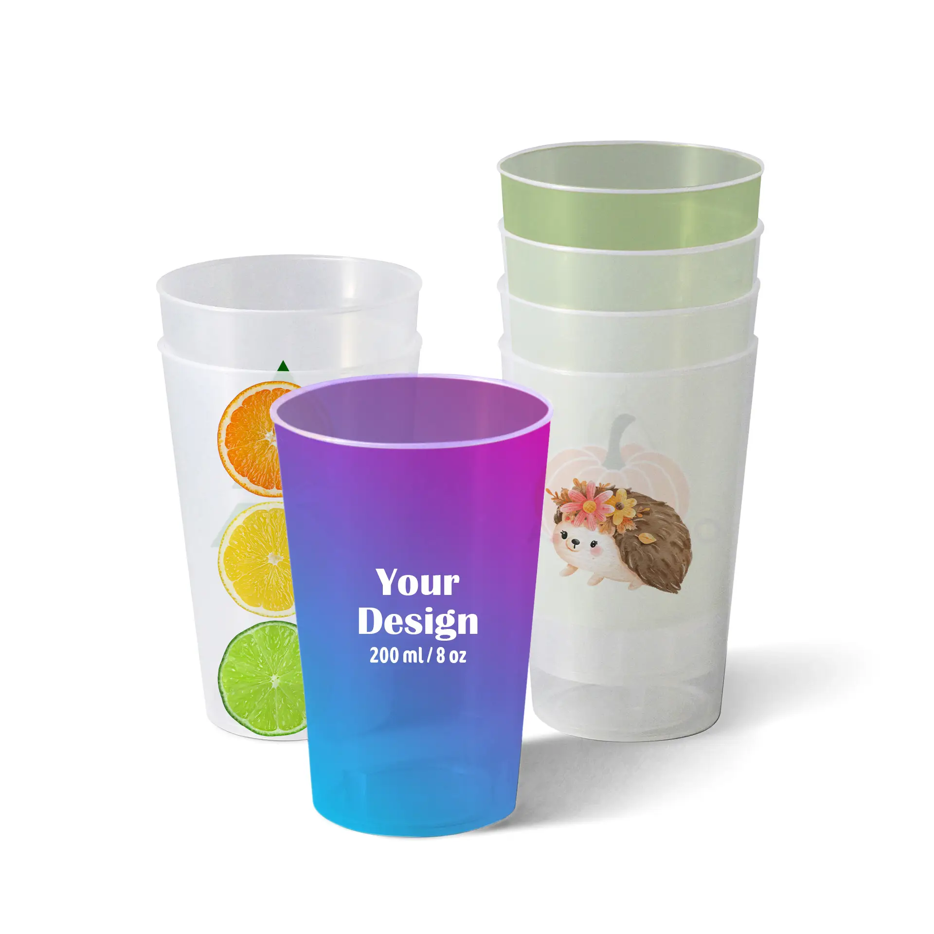 Kubek wielorazowy z logo 200 ml, nadruk cyfrowy, pełnopowierzchniowy