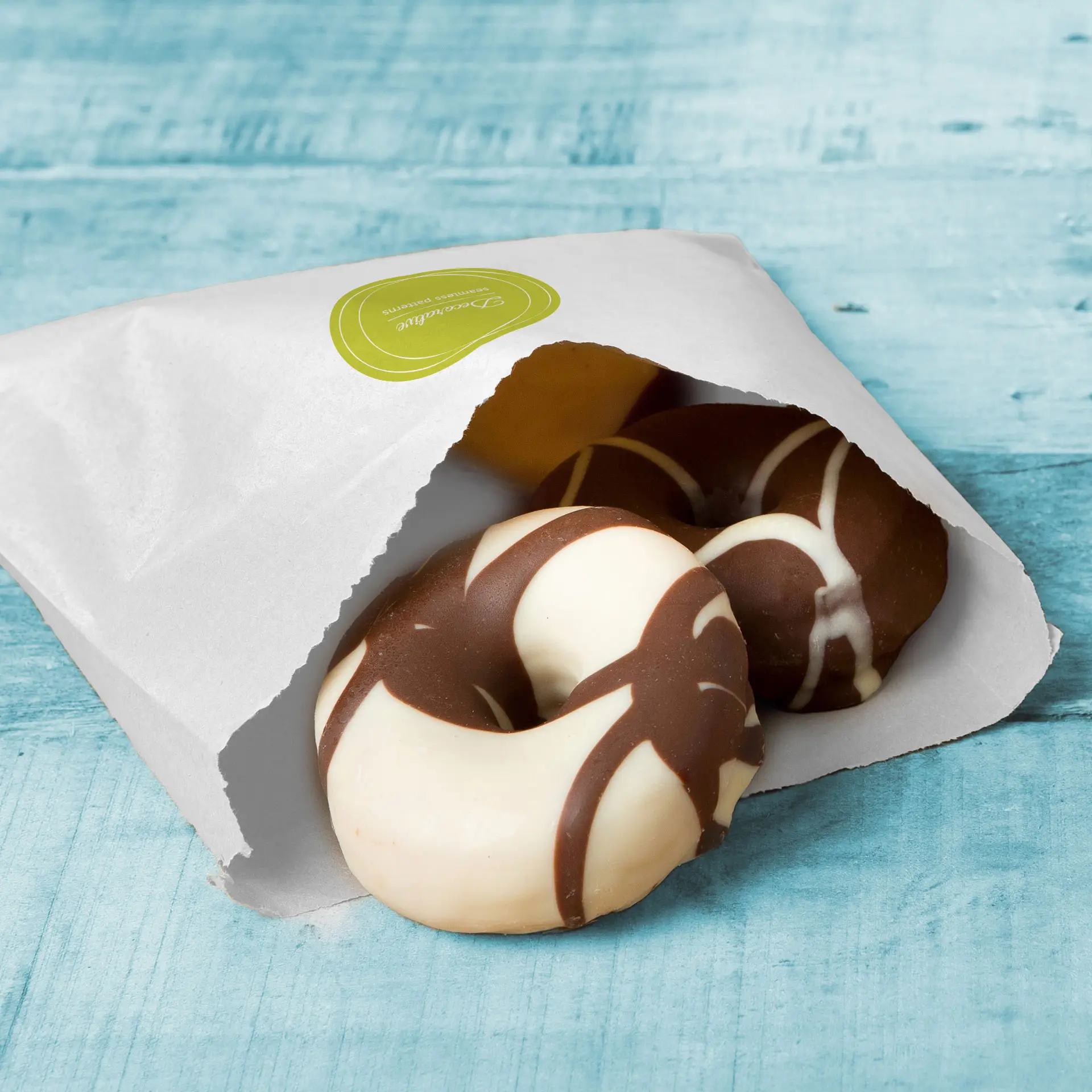 Torby płaskie z nadrukiem, białe, 17 × 17 cm