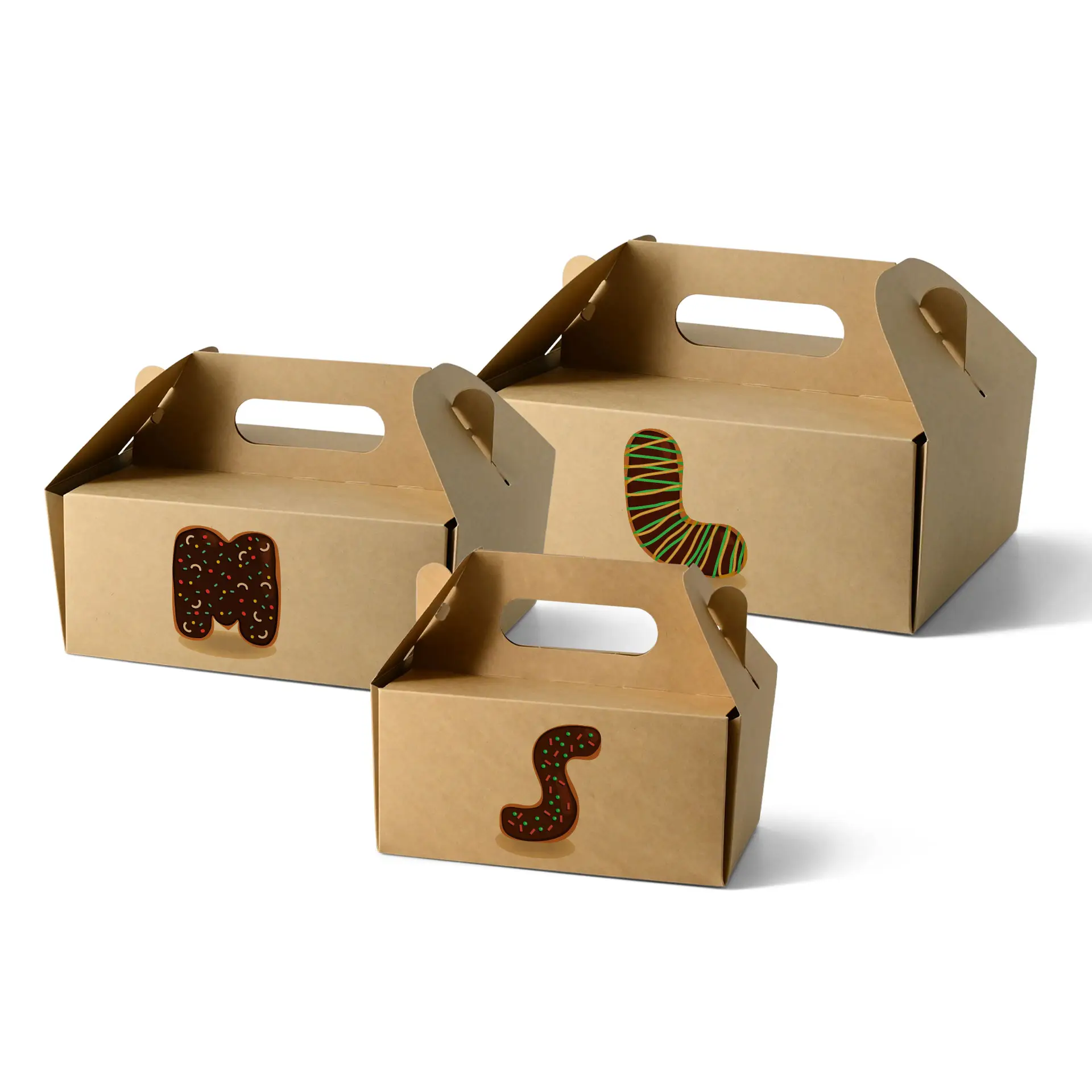 Pudełko na ciasto z nadrukiem, 18 x 11 x 9 cm, brązowe