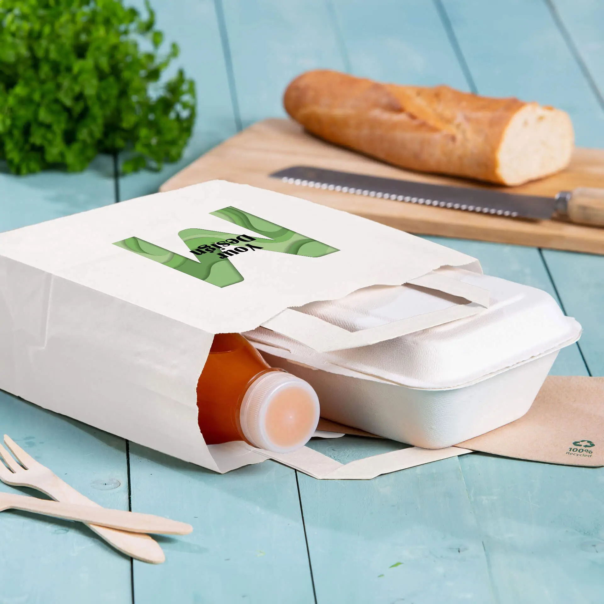 Papiertragetaschen bedrucken, M - 22 x 10 x 28 cm, weiß