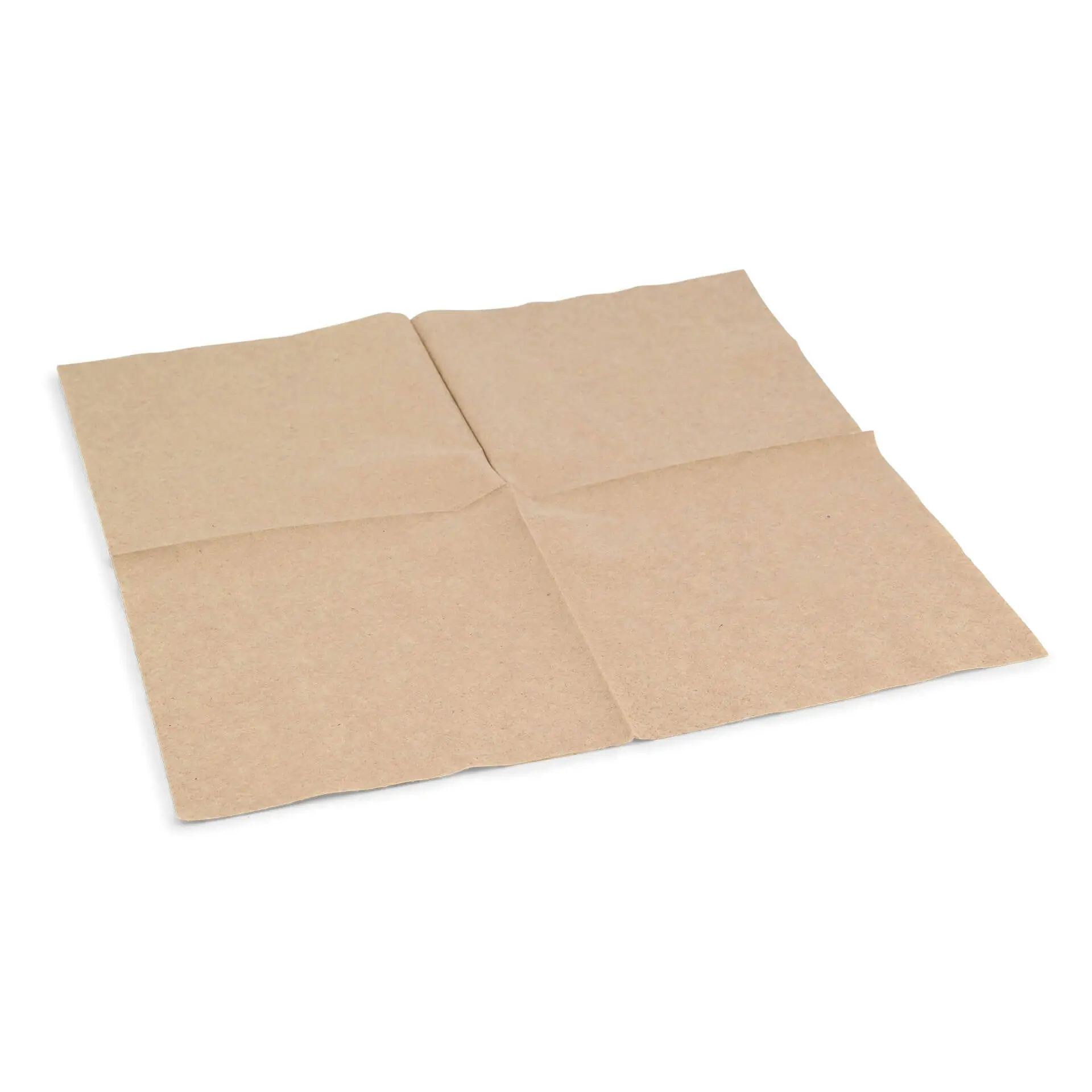 Kwadratowy, niebielony serwetka papierowa, 33 x 33 cm, 2-warstwowa, złożona na ćwiartki, z symbolem recyklingu na powierzchni.