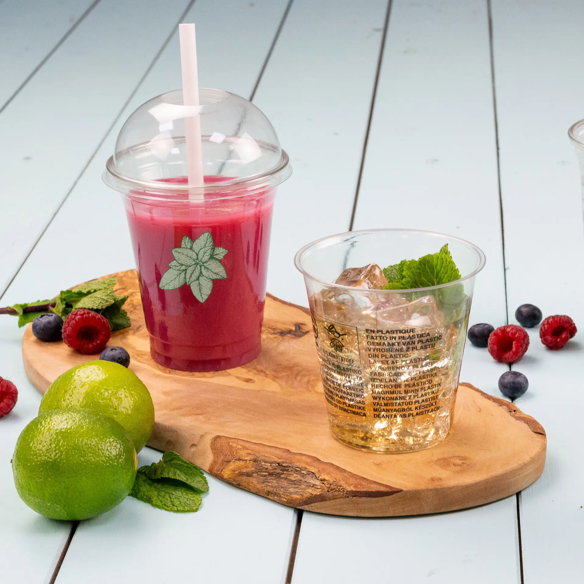 Kubki plastikowe z nadrukiem 300 ml / 12 oz, przezroczyste, rPET