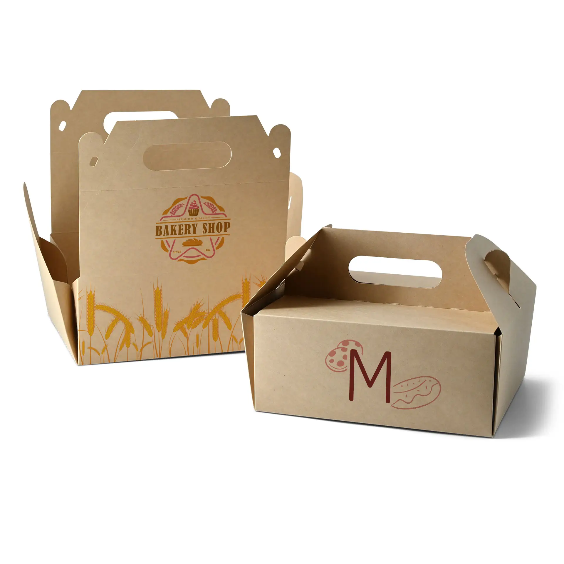 Pudełko na ciasto z nadrukiem, 21 x 16 x 9 cm, brązowe