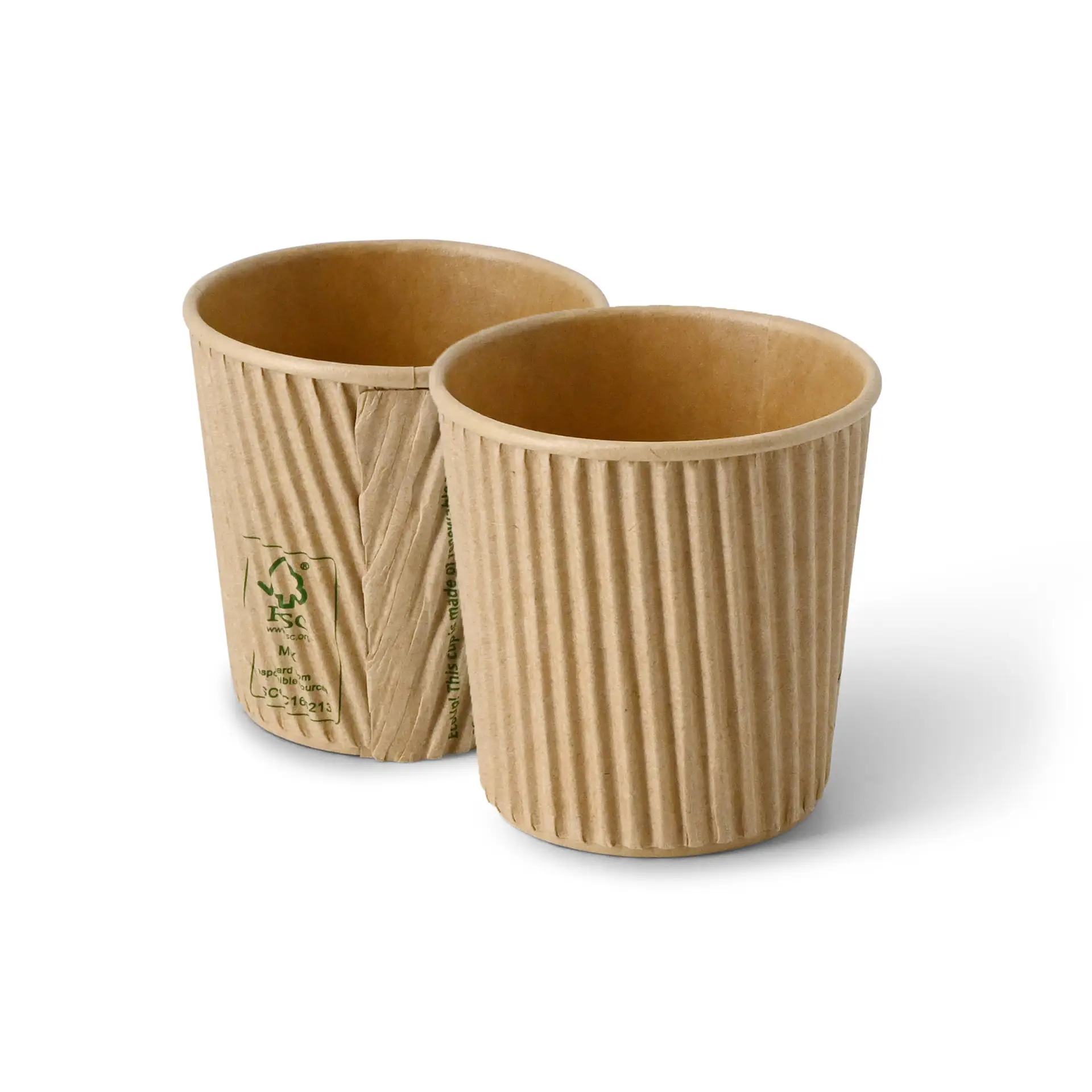 Riffelbecher / Kaffee to go Becher 100 ml / 4 oz, Ø 62 mm, braun