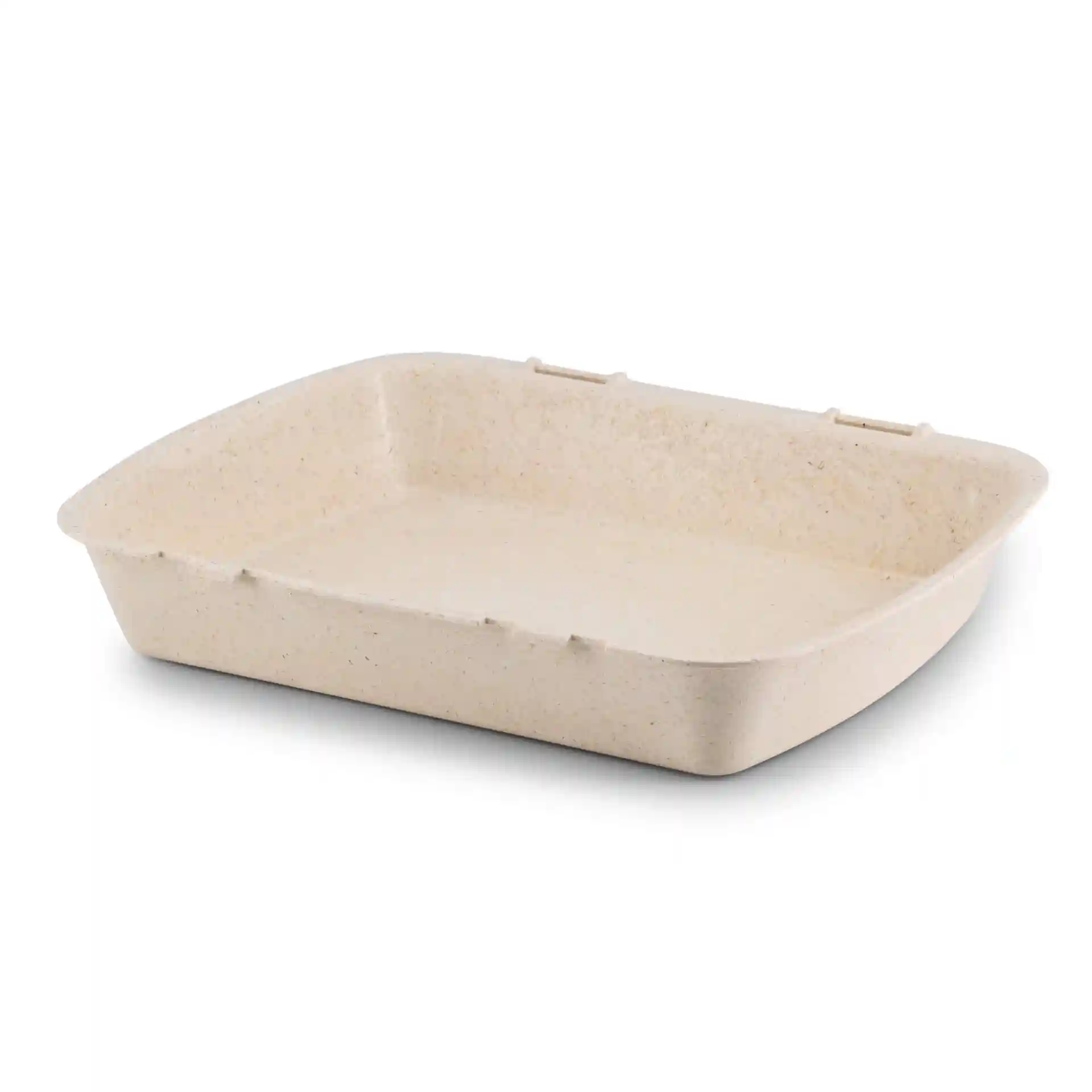 Prostokątny wielokrotnego użytku pojemnik na menu w kremowej bieli, 24,5 x 20 x 4,5 cm, wykonany z materiału bio.