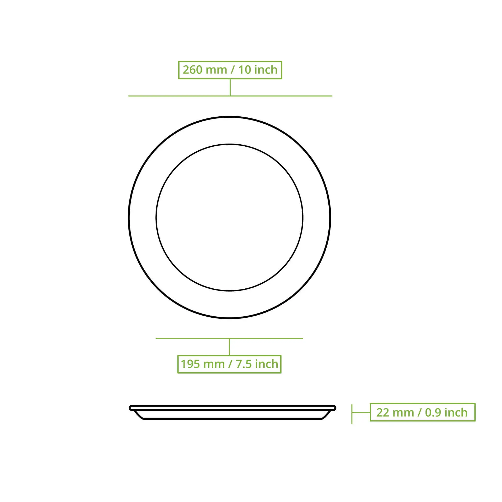 Okrągły biały talerz z trzciny cukrowej, 26 cm średnicy, odpowiedni do potraw gorących i zimnych, biodegradowalny i kompostowalny.