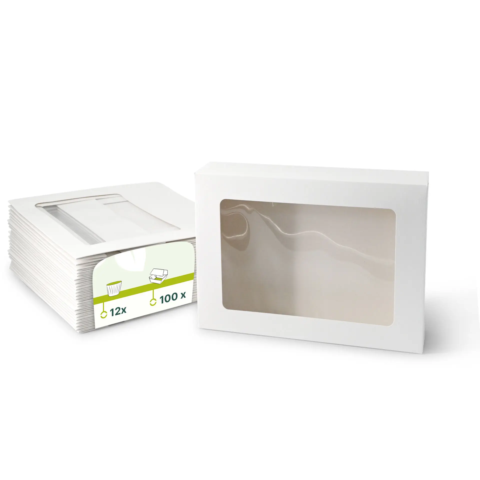 Cupcake Boxen (12er), Zellulose-Fenster, weiß