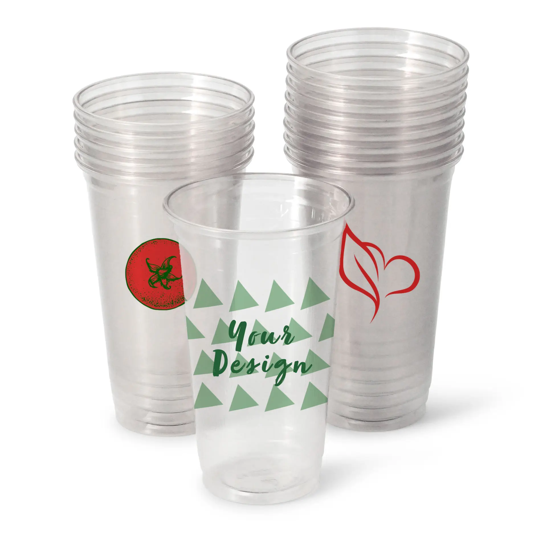 Kubki plastikowe z nadrukiem 500 ml / 20 oz, przezroczyste, rPET